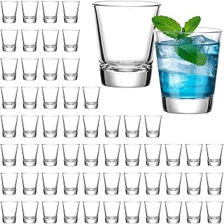 SUN GKOTTA 60 Pack 1.8oz Heavy Base Glass Shot Glasses Bulk Set for Vodka Tequila Espresso Whiskey Parties