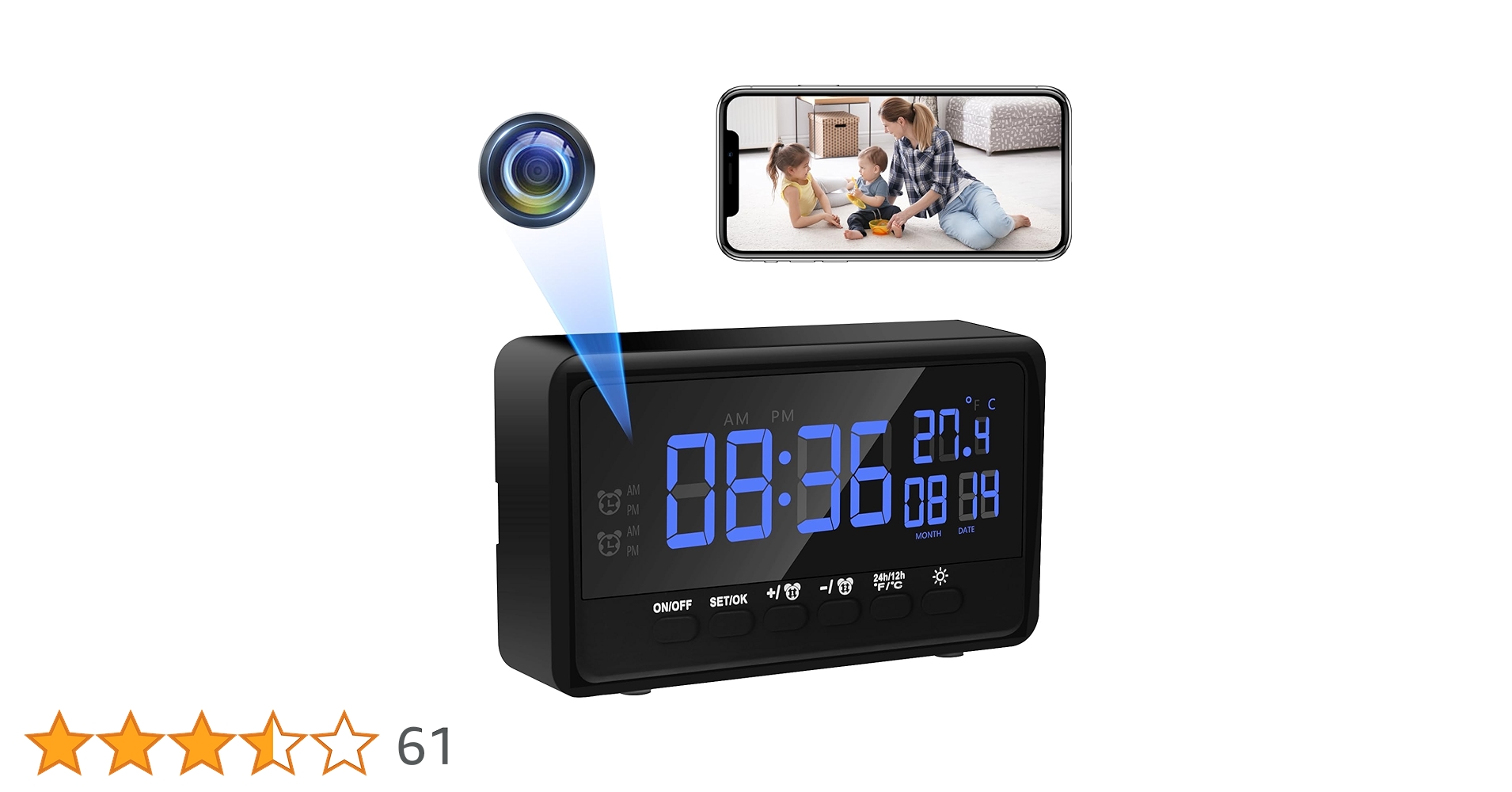 Amazon.co.jp: CYI 小型カメラ 時計型カメラ 140°広角 スマホ