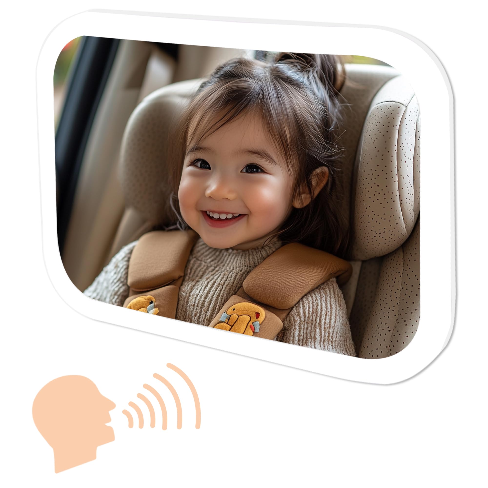 Baby Car Mirror with Lights &amp; Voice Control, Wide Crystal Clear View for Rear Facing Infant,3 Color Light &amp;Dimmable Shatterproof Infant Car Seat Mirror for Every Parent(White)