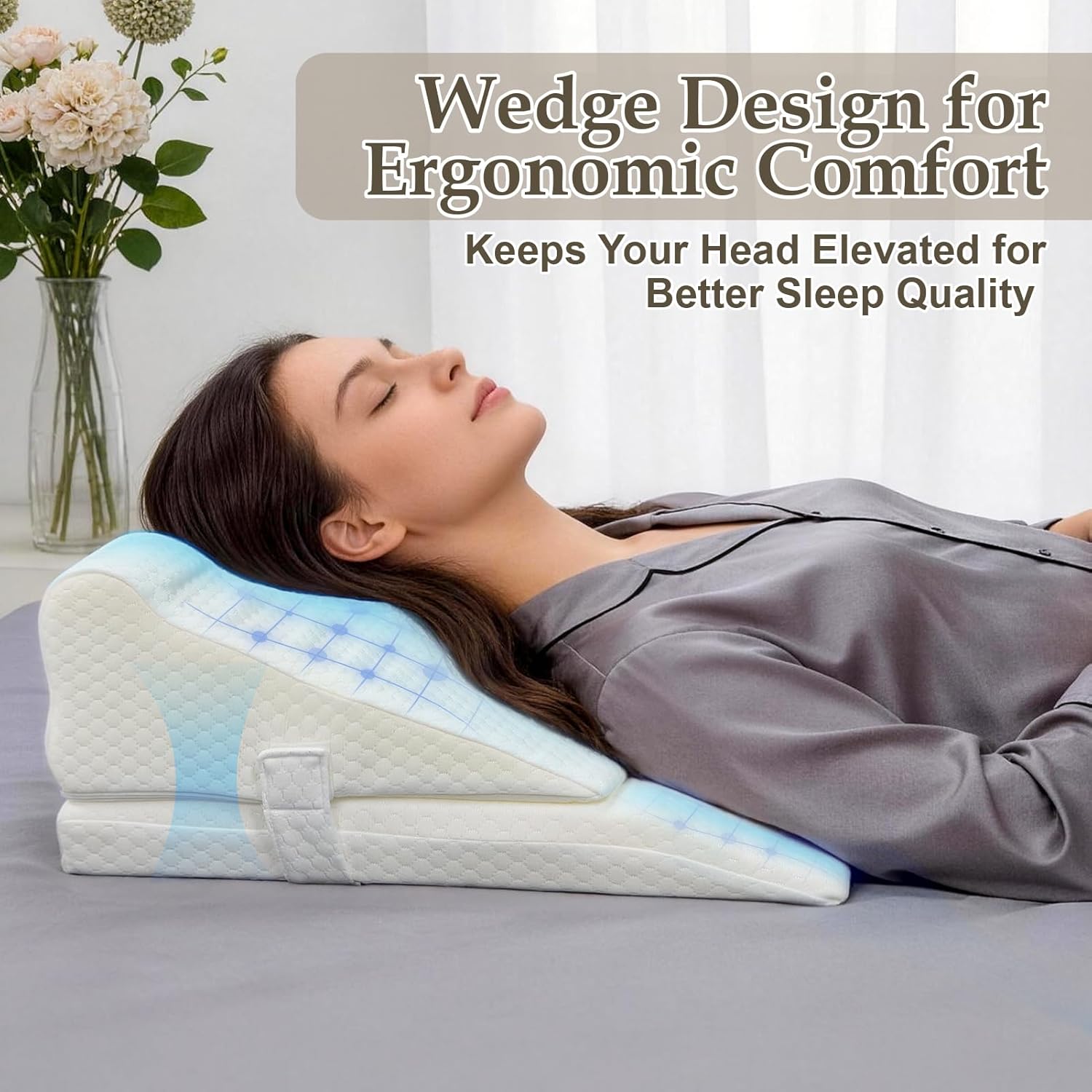 Memory Foam Post Face Lift Surgery Pillow Adjustable Height Support Back Sleeping Training Pillow Flawless Face Pillows for Facelift Nose Job Hair Transplant