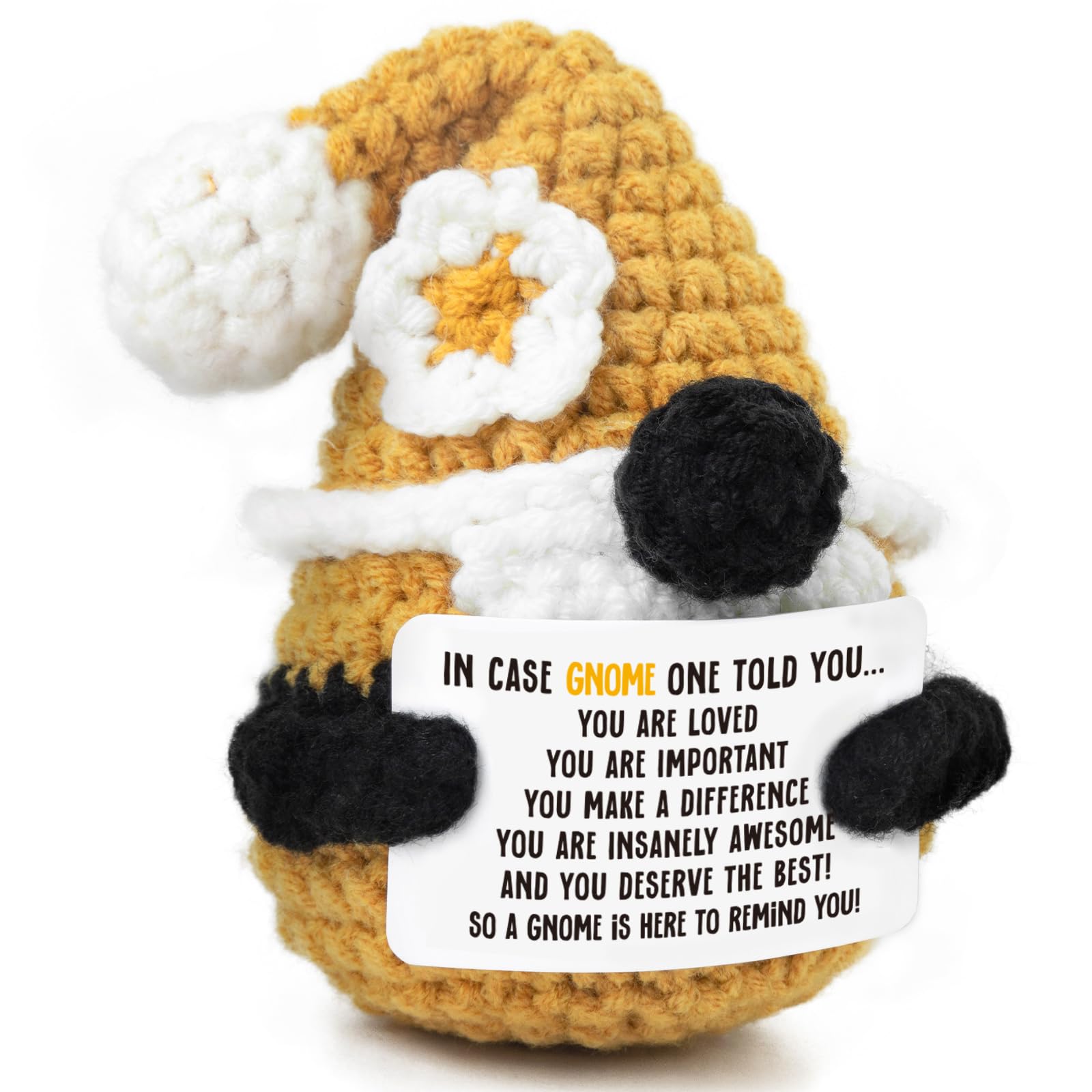 Inspirational Positive Gnome Gift-Handmade Crochet Doll with Card Uplifting Emotional Support Present for Friends Coworkers,Awesome and You Deserve The Best! So A Gnome is Here to Remind You!