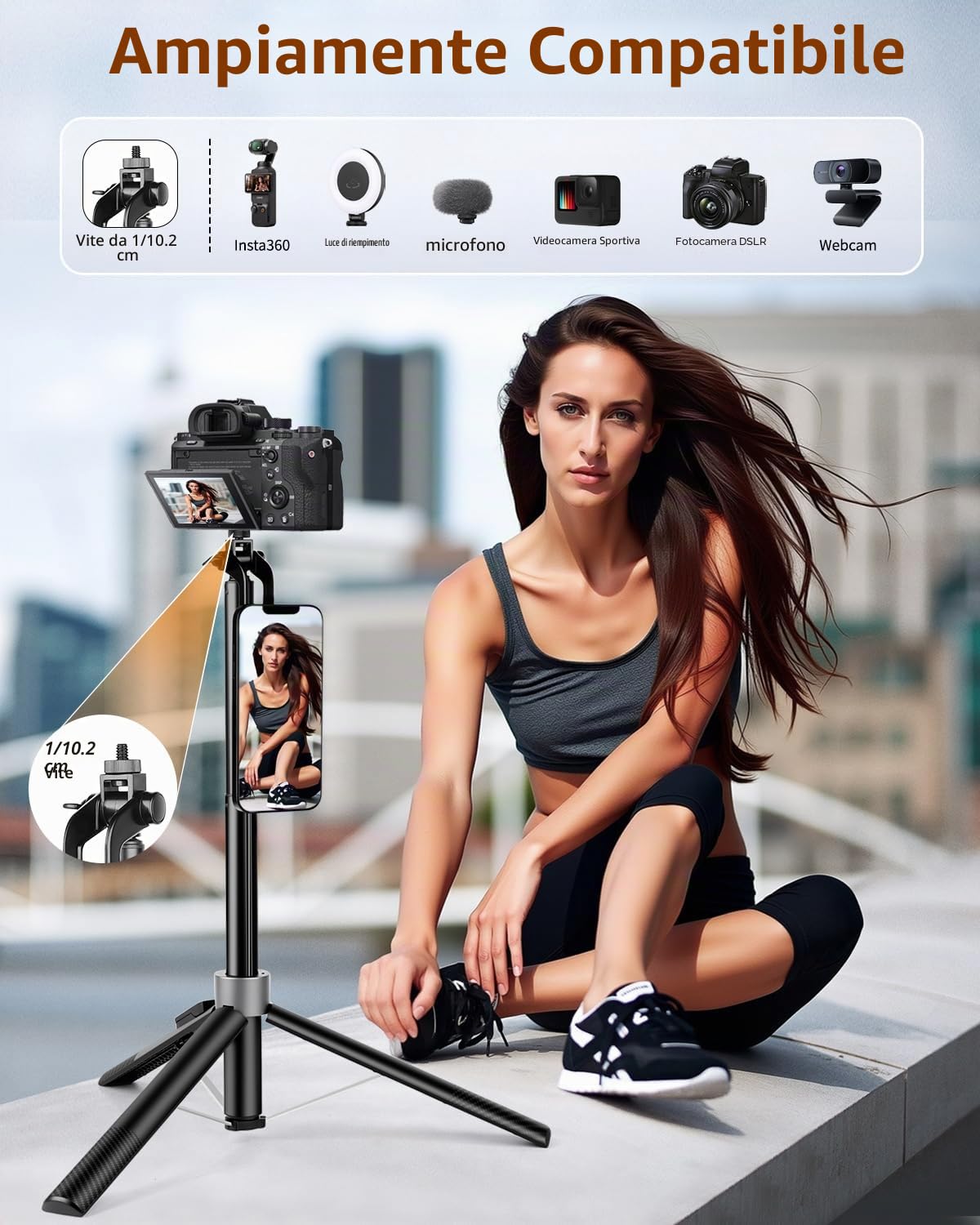 Victiv Magnetico Treppiede Smartphone, 178cm Bastone Selfie Cavalletto per Smartphone, Portatile Treppiedi per Mag-safe con Telecomando, Tripode Cellulare per iPhone 17 16 15 14 13 12 Pro Max