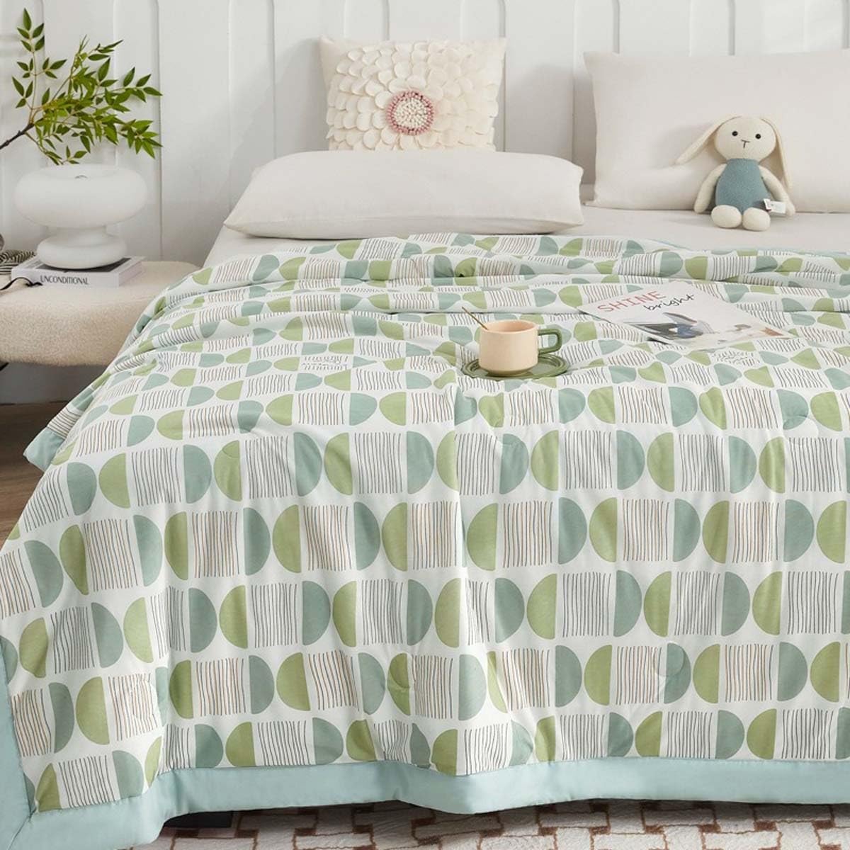 Primaverile Estivo Trapuntato Copriletto Trapuntino Cotone Per Letto Per Singolo/ Matrimoniale/Una Piazza E Mezza 200*230/180*200cm Morbida Coperta Leggera Estiva，Morbido E Confortevole(B,200*230CM)