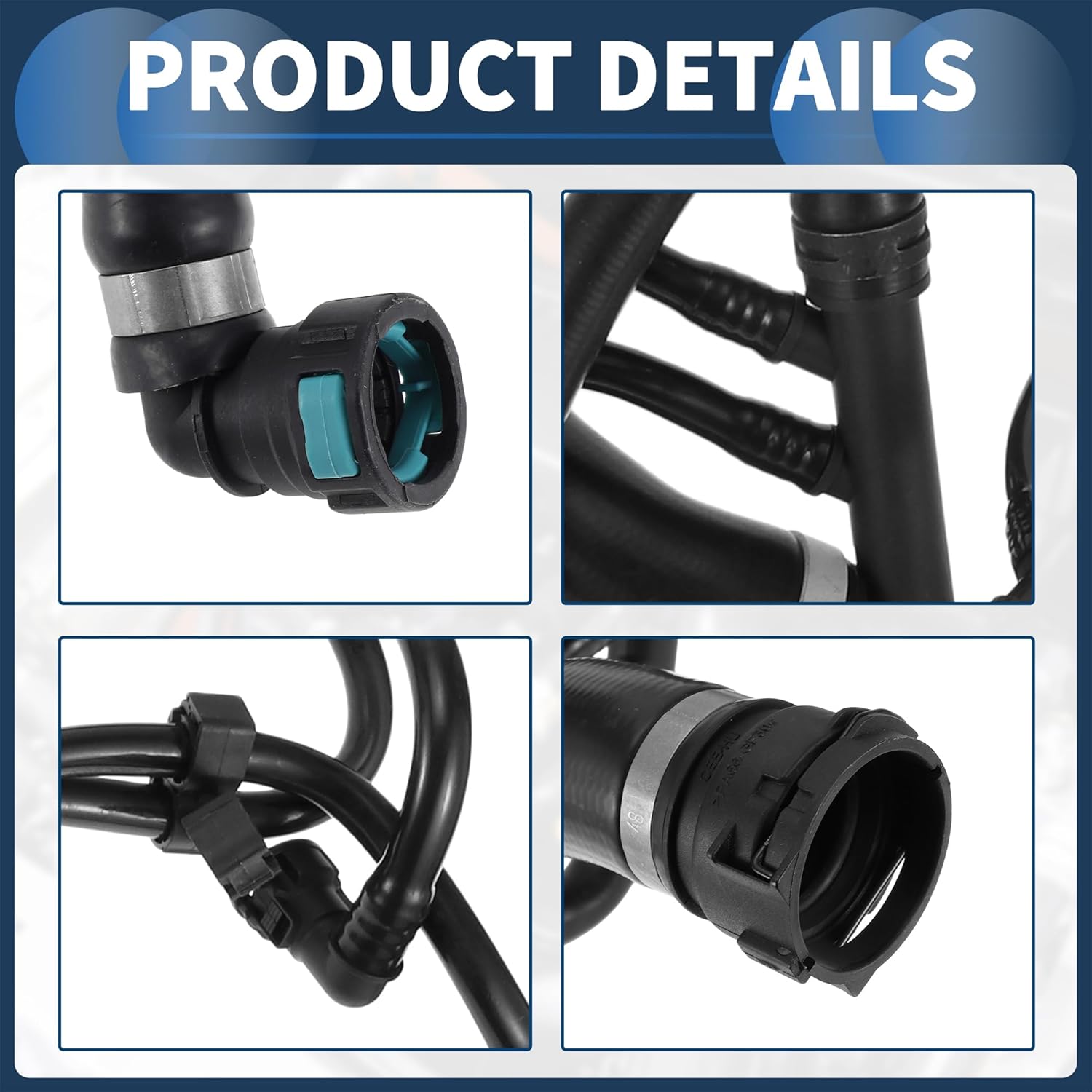 Supercharger Coolant Hose Upper Radiator Hose No.LR034637 for Land Rover LR4 HSE Sport 3.0L 2014-2016 Rubber Black Good Sealing
