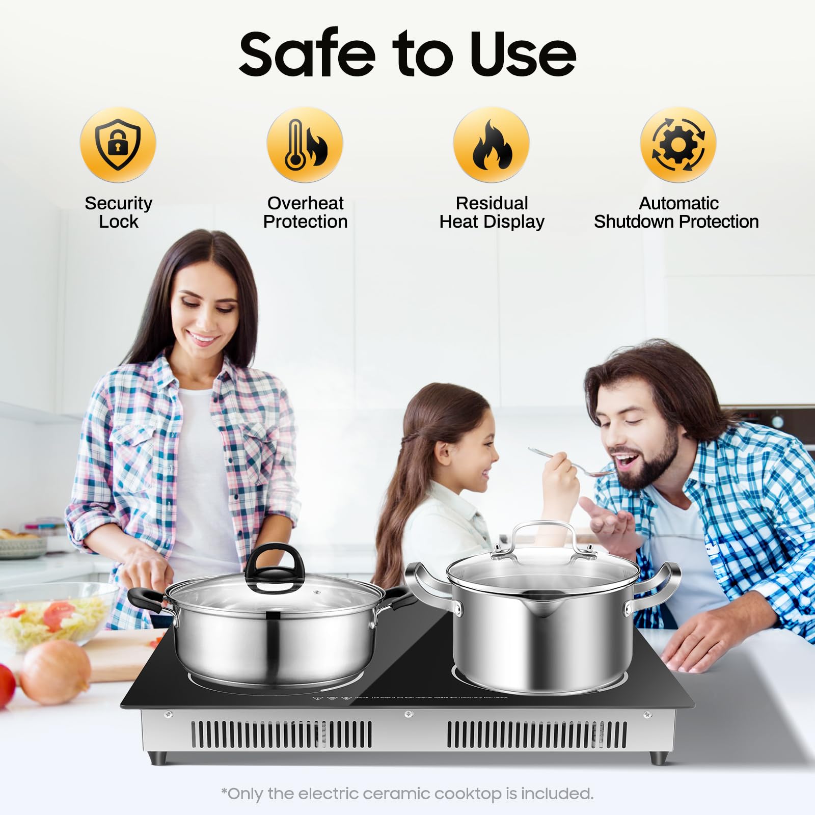 LYNICESHOP Electric Ceramic Cooktop, 110V Portable Electric Stove Cooktop Built-in Sensor Touch-Control with LED Display & Kid Safety Lock for Domestic, Restaurants (4 Burners)