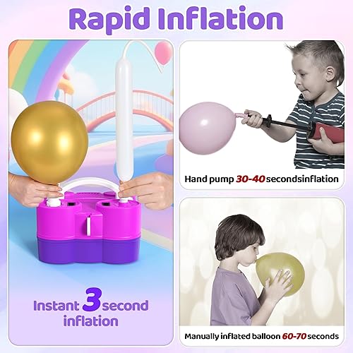 Miniatura 6 de Bomba eléctrica de globos, bomba de aire portátil 3 en 1 para globos e inflables, inflador rápido para flotadores de piscina, colchón de aire,