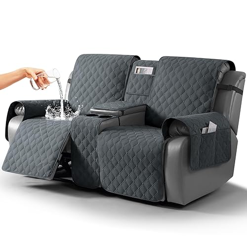 TAOCOCO 100% Waterproof Loveseat Recliner Cover with Center Console, Reversible
