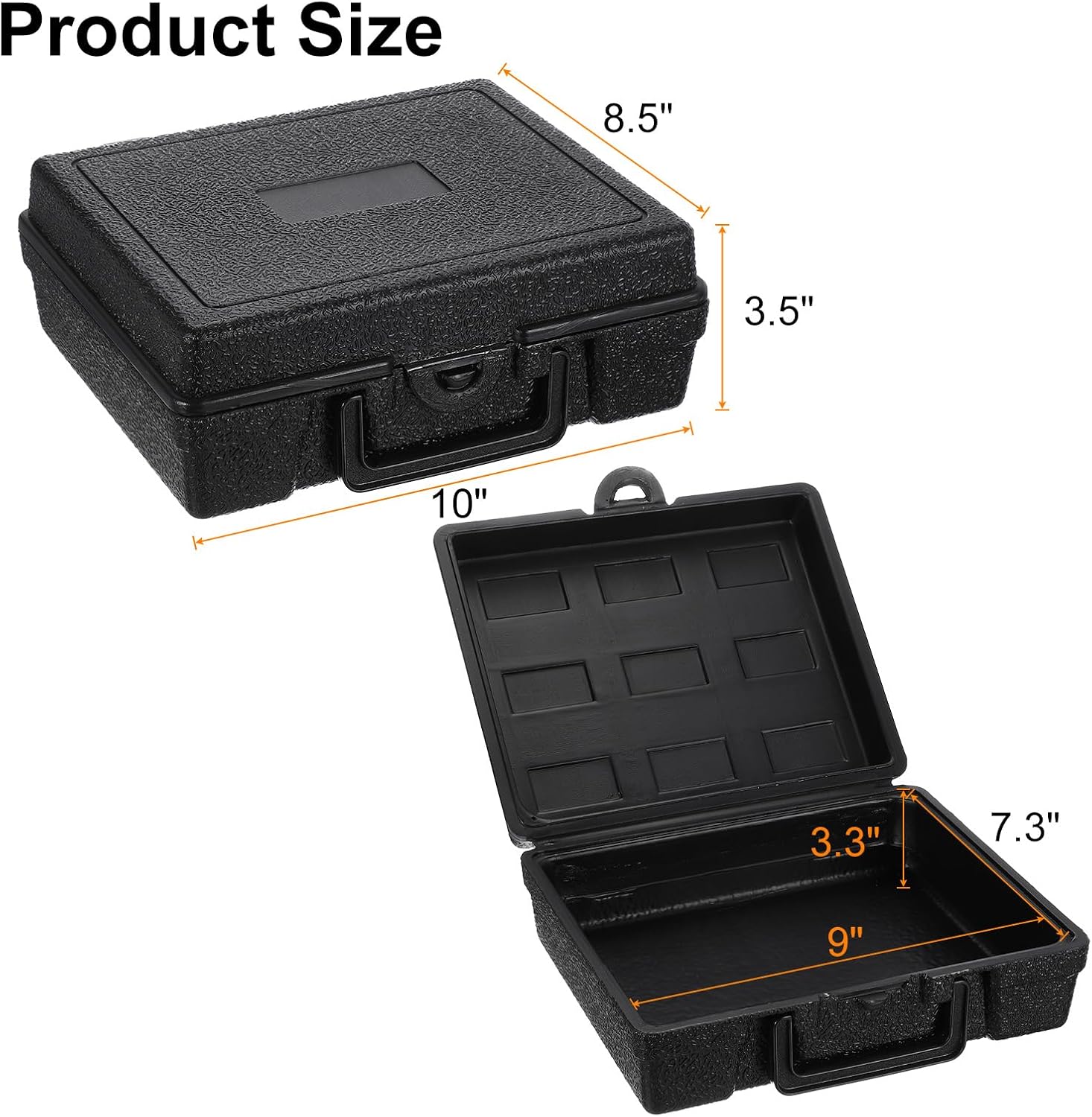 HARFINGTON Hard Carry Case 10" High-Density Polyethylene Empty Tool Box Rust & Weather-Resistant Blow Forming Tool Case for Household Workshop Car