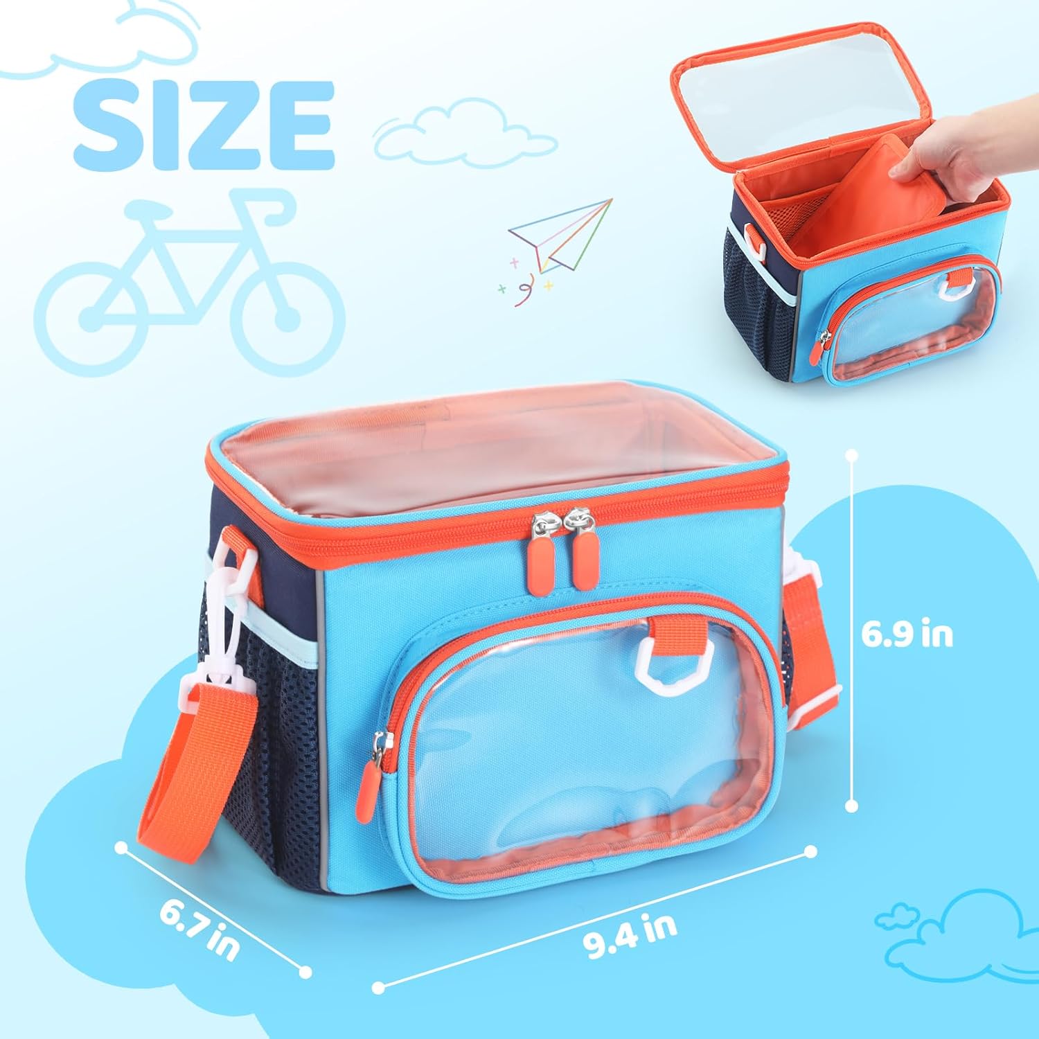 Kids Bike Basket, Front Frame Handlebar Bag for Toddler Scooter Tricycle Bicycle, Cute Small Fabric Bicycle Basket for Boys & Girls,