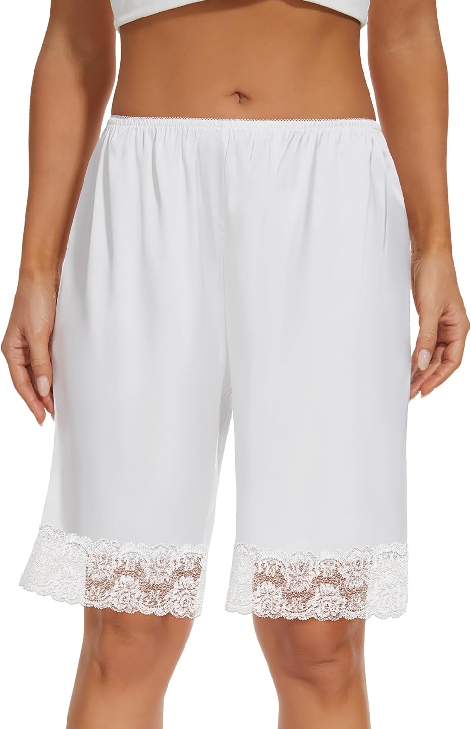 MANCYFIT Bloomers for Women Satin Pettipants for Under Dresses Culottes Slip 9" Inseam Half Slip Shorts