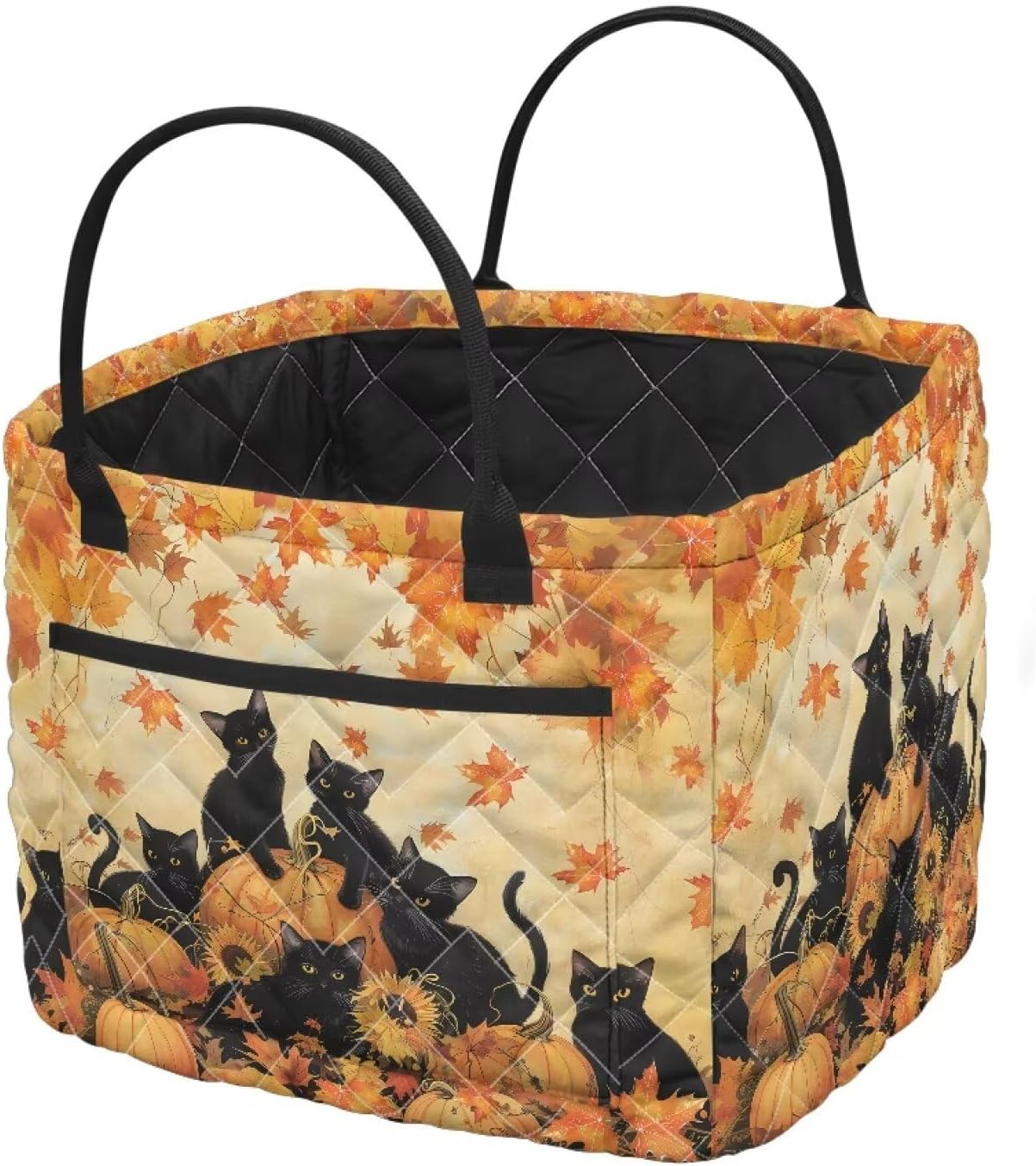 Christmas Quilted Laundry Basket with Pocket Candy Foldable Storage Baskets Bins Portable Large Capacity Fabric Hamper with Handles for Toys Clothes Blankets