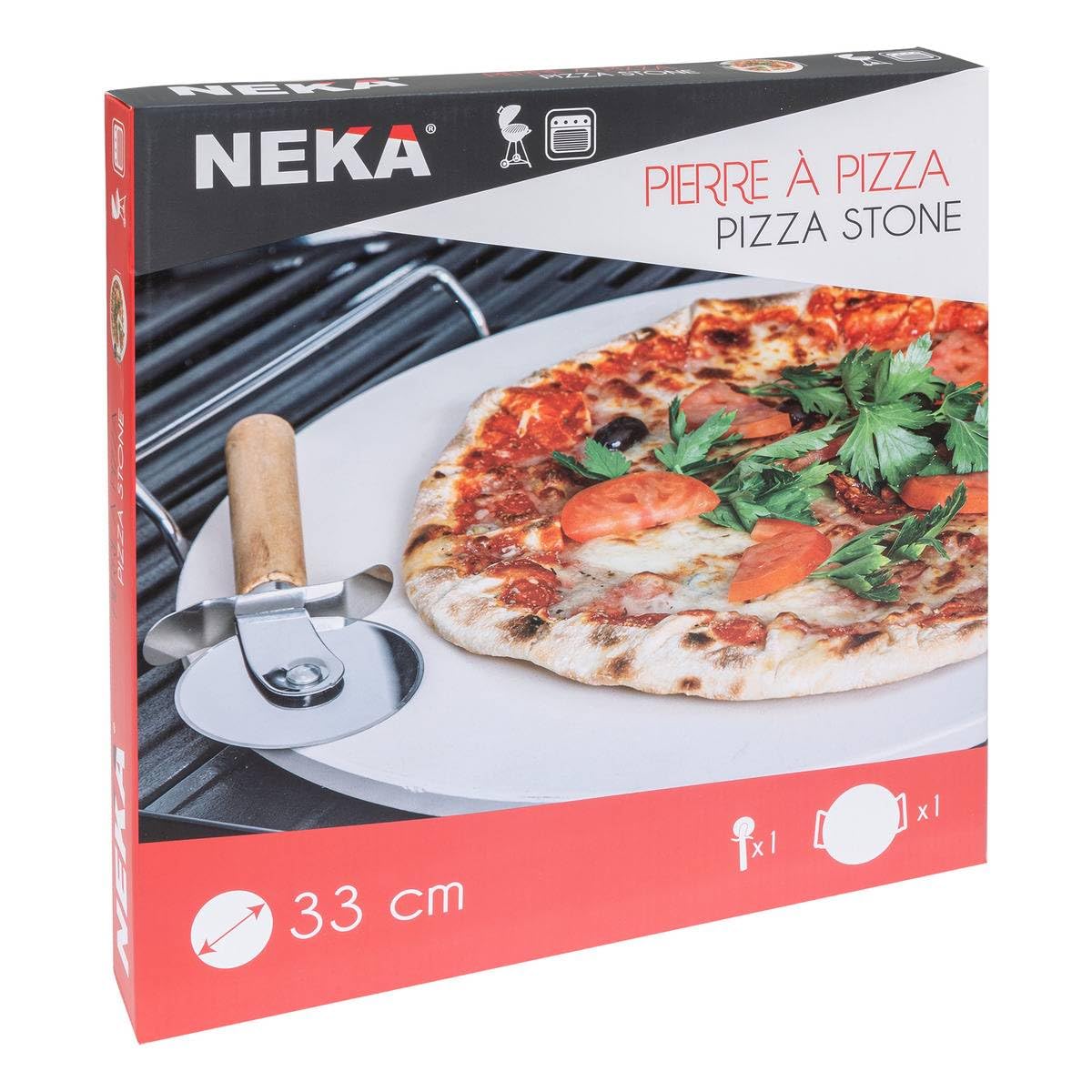 Neka - Pierre pizza barbecue 33 cm + roulette