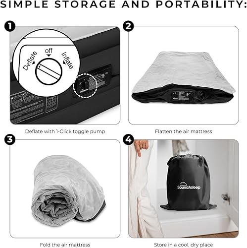 Miniatura 25 de SoundAsleep - Colchón de aire Dream Series con tecnología ComfortCoil y bomba interna de alta capacidad Azul,Negro -,Bandera de Estados Unidos