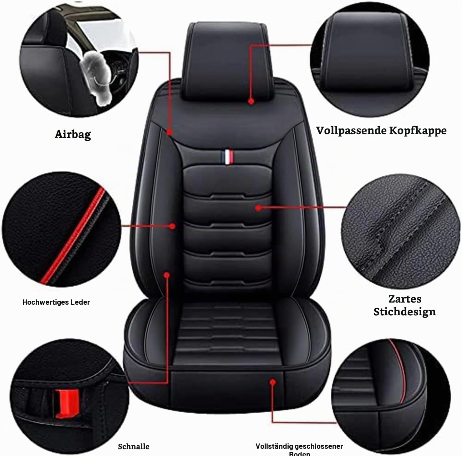 Auto Sitzbezüge für VW Golf GTI, Golf Sportsvan 2000-2023, Leder Autositzbezüge Sets, 5 Sitzer Schonbezüge Sitzschoner Vorne Hinten Wasserdicht Sitzauflage Accessories(A(Black))