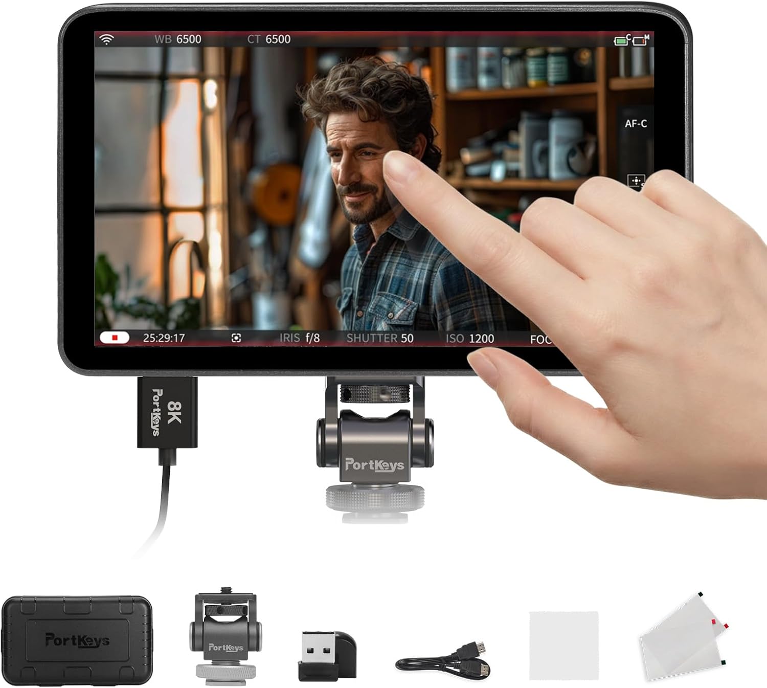 Portkeys LH7P 7'' Camera Monitor Wireless Control for FX3/FX30/ZV-1/ZV-E10/A1/A9II/A7SIII/A7CII/RX10/A7MIV/A7RIV/A7RV/RX0/A7MIII, R5/6(Mark II)/7/8, Z8/Z9, BS1H/BGH1, BMPCC 4K/6K(Pro), BS1H/BGH1