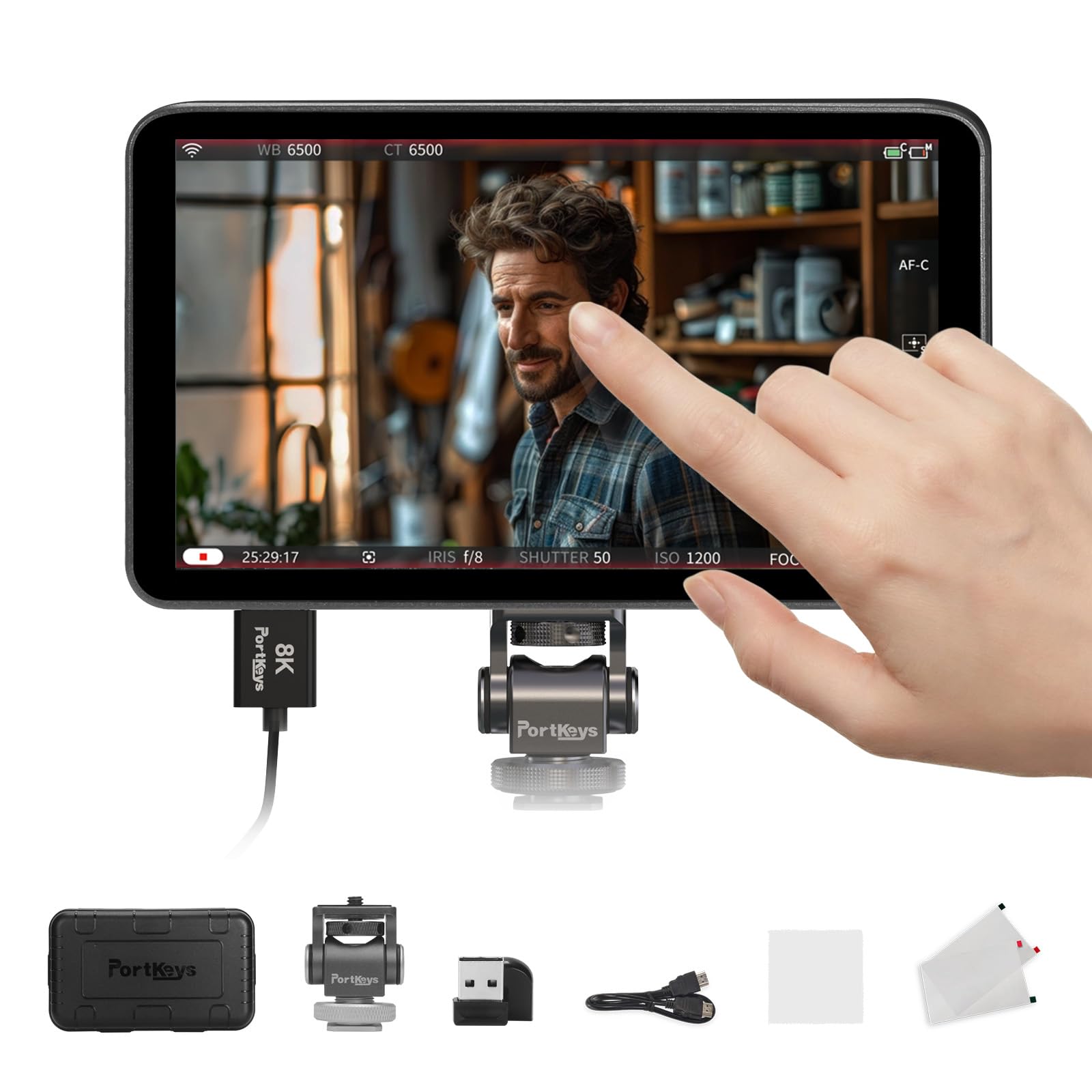 Portkeys LH7P 7'' Camera Monitor Wireless Control for FX3/FX30/ZV-1/ZV-E10/A1/A9II/A7SIII/A7CII/RX10/A7MIV/A7RIV/A7RV/RX0/A7MIII, R5/6(Mark II)/7/8, Z8/Z9, BS1H/BGH1, BMPCC 4K/6K(Pro), BS1H/BGH1