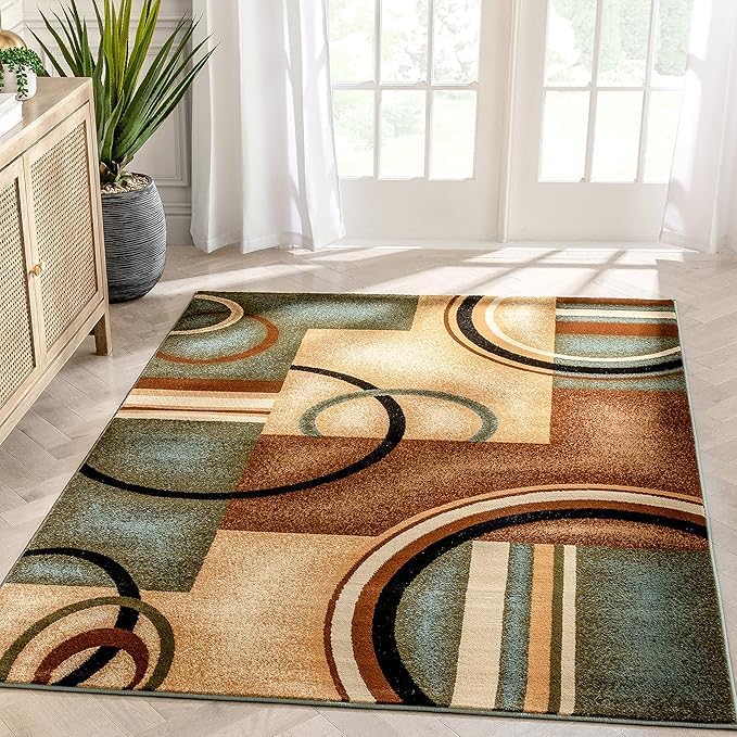 Tapis de salon grand format anti-poussière marron 180x270 cm pour entrée et séjour
