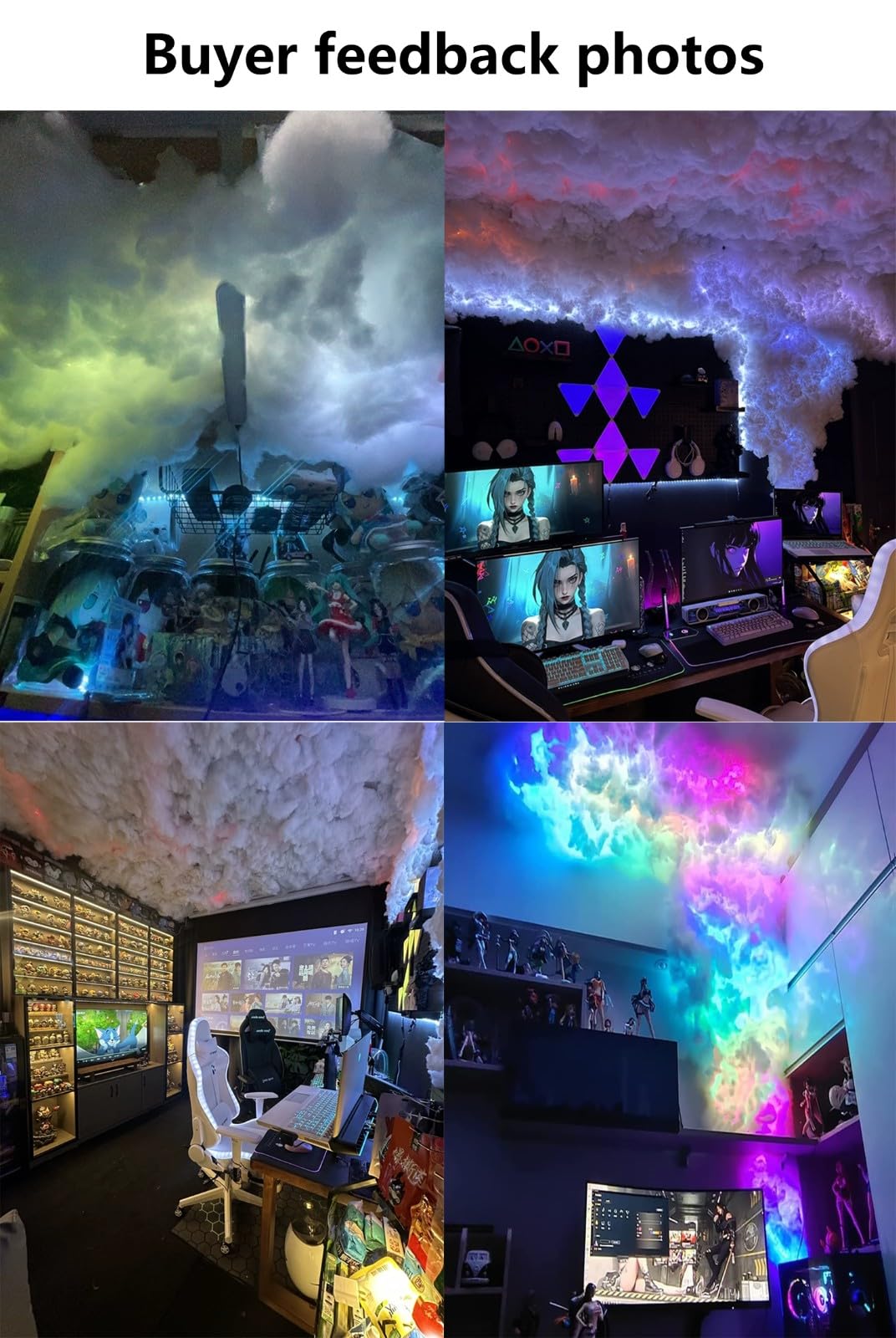 Luz De Nube LED,Luz Nocturna De Nube 3D,Luces De Nube De Techo Esponjoso,Luz De Pared De Nube RGB Color Ajustable con Control Remoto Navideña para El Hogar,Sala De Juegos Decoración Genial