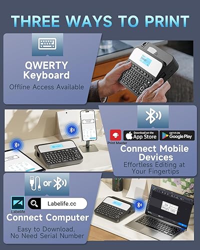 Miniatura 2 de Vixic Máquina etiquetadora de 0.71 pulgadas, máquina etiquetadora con cinta de 34 pulgadas, D480BT Bluetooth Wide Label Makers de impresión grande
