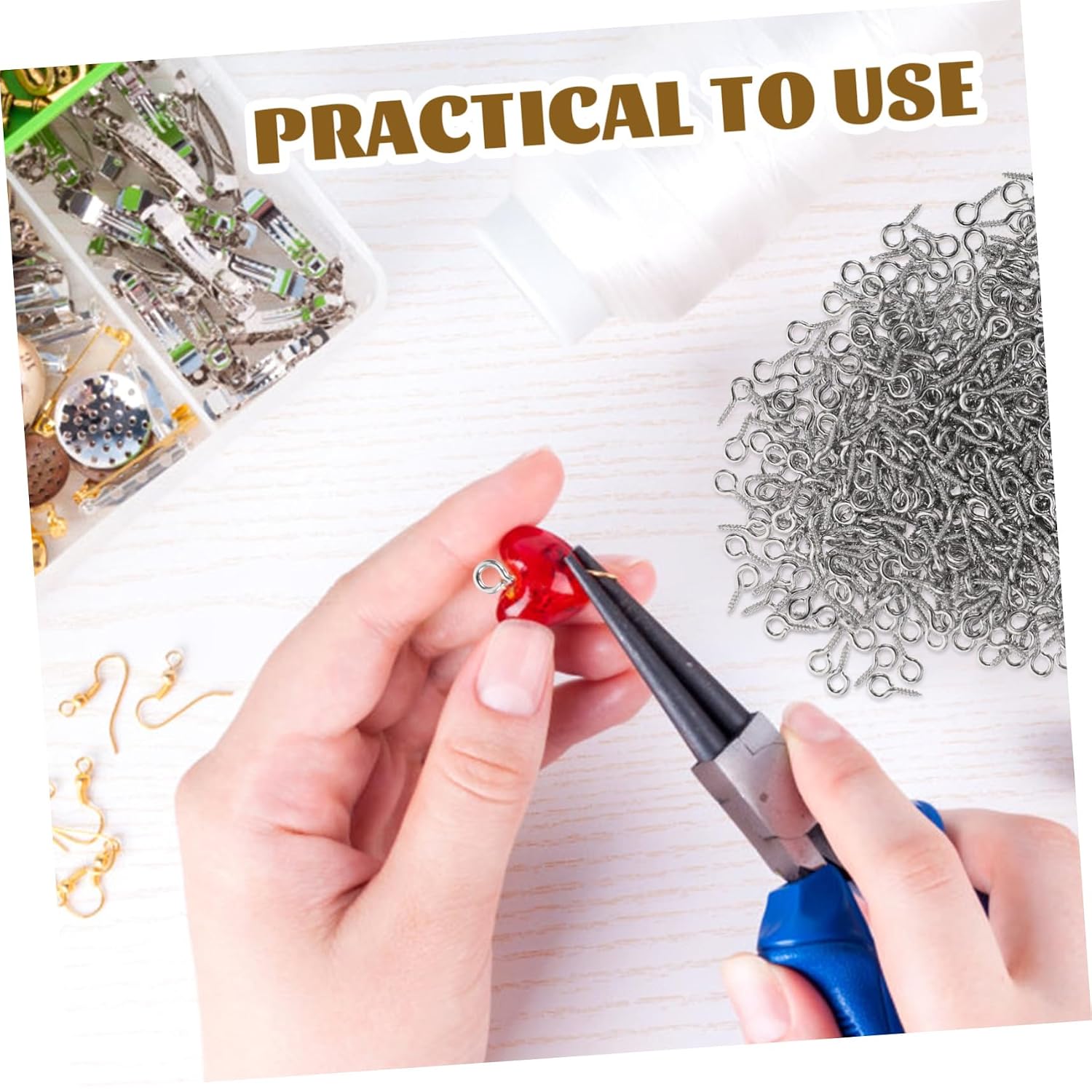 DOITOOL 500pcs Mini Screw Eye Pins for Jewelry Making White k Color Crafts Charms and DIY Projects for Necklaces Bracelets and Keychains