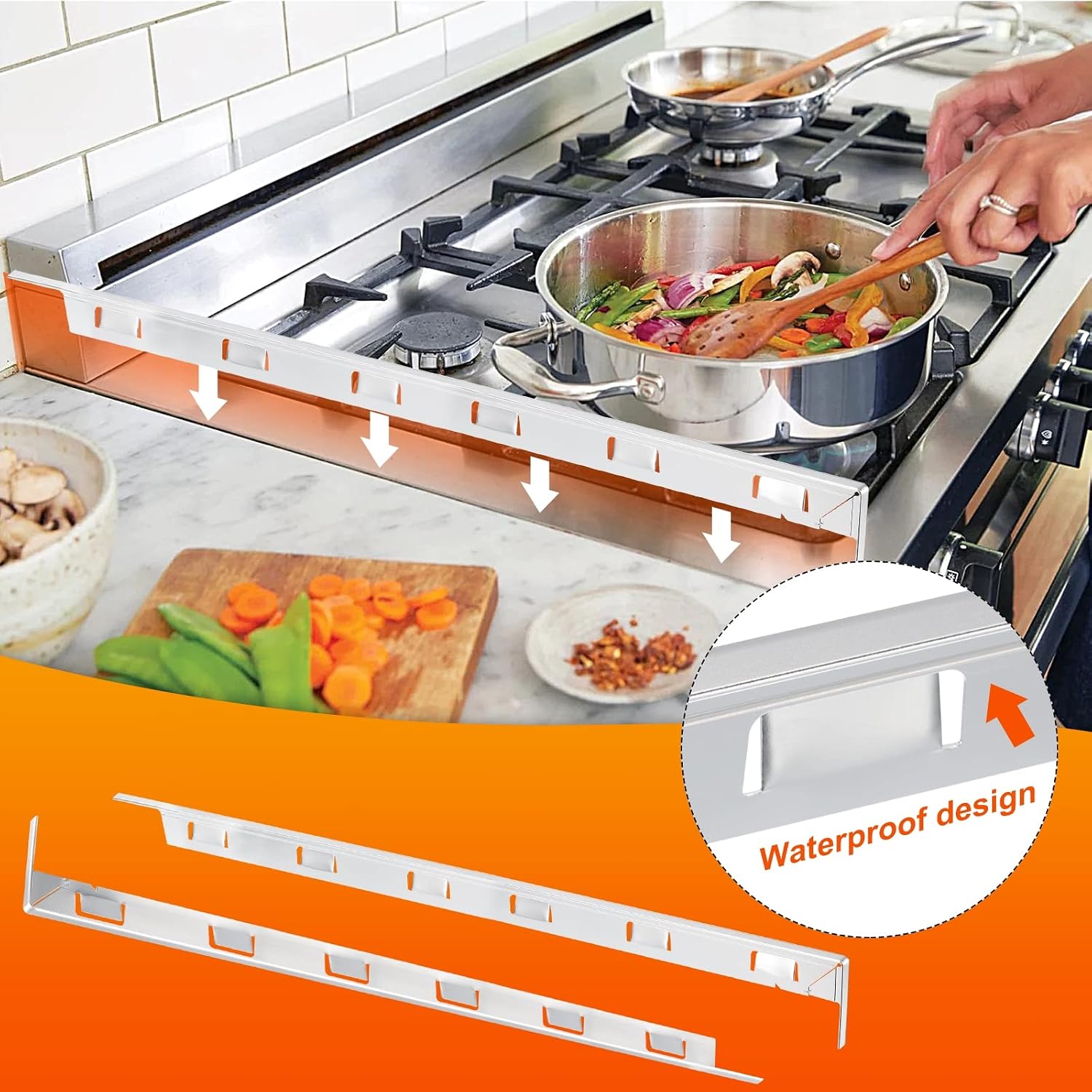 uxcell Stove Gap Covers, Kitchen Stove Gap Filler, Aluminum Oven Gap Cover 23.62 in Length, Heat Resistant and Easy to Clean, Protect Gap Filler Sealing Spills on Countertop Stove, Silver