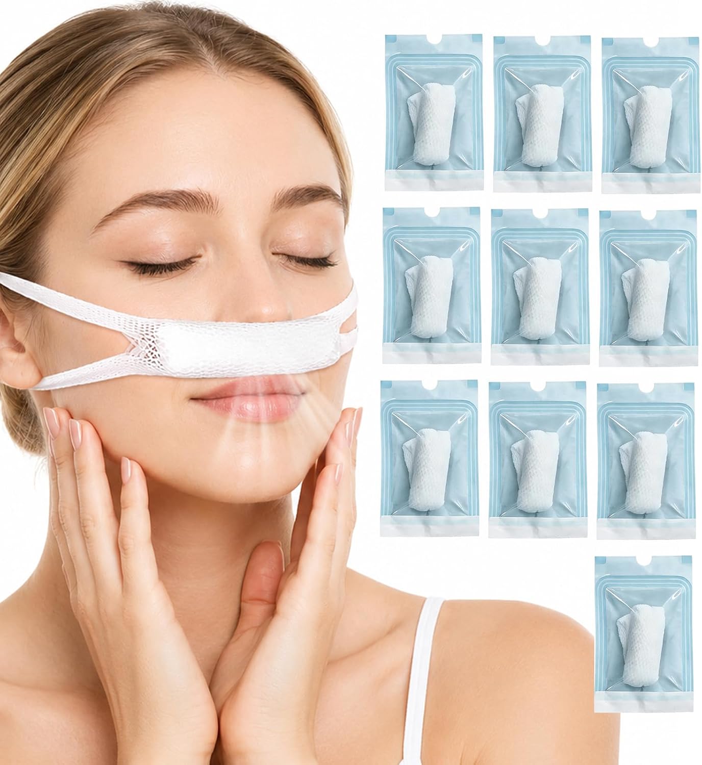 Individually Wrapped Nose Bandages After Surgery,Ear‑Loop Nose Gauze 10 pcs