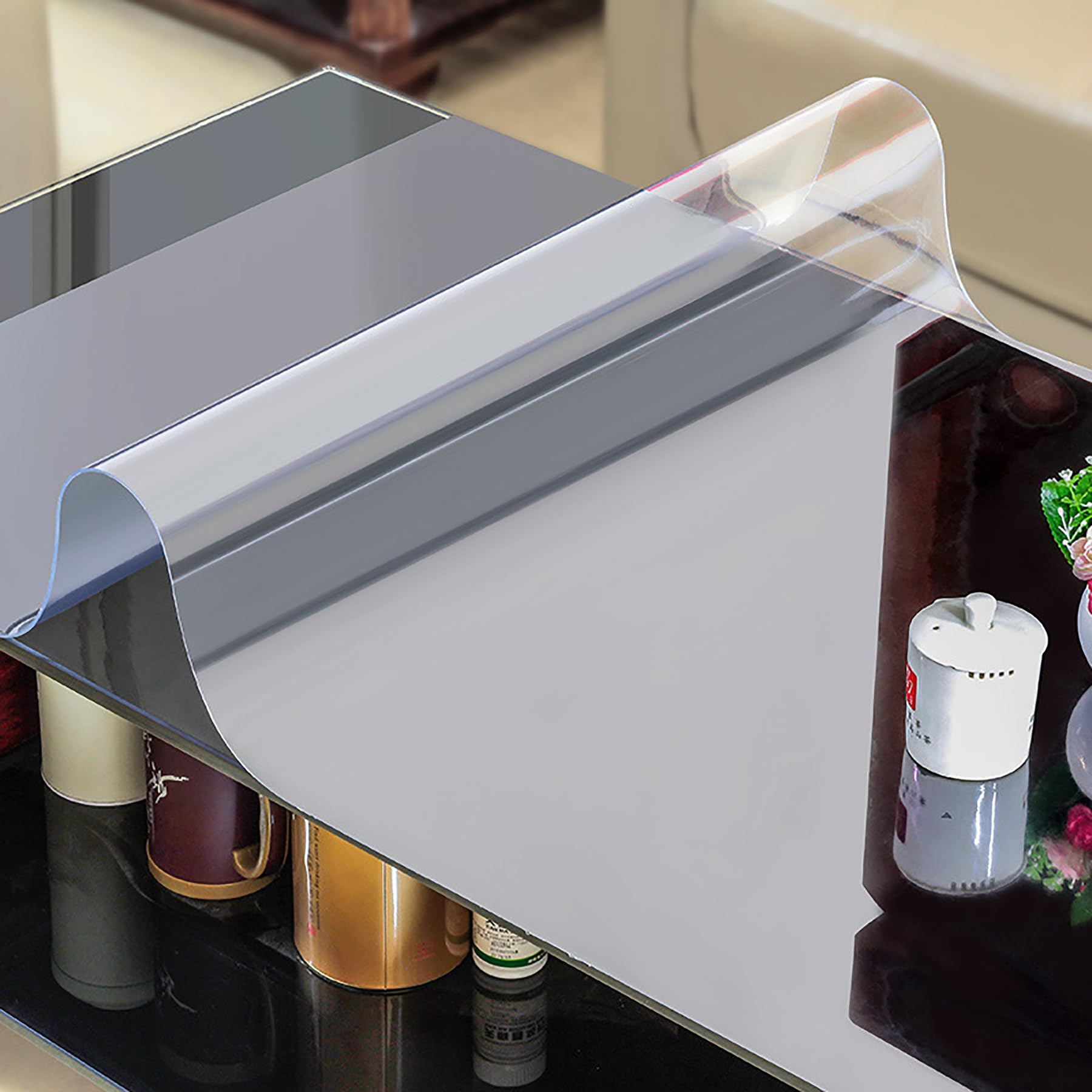 QBYRSSS Mantel cuadrado impermeable de 60 x 85 cm transparente resistente al aceite y a las manchas para comedor cocina y picnic tapete cortable con revestimiento de resina (15 mm de grosor)