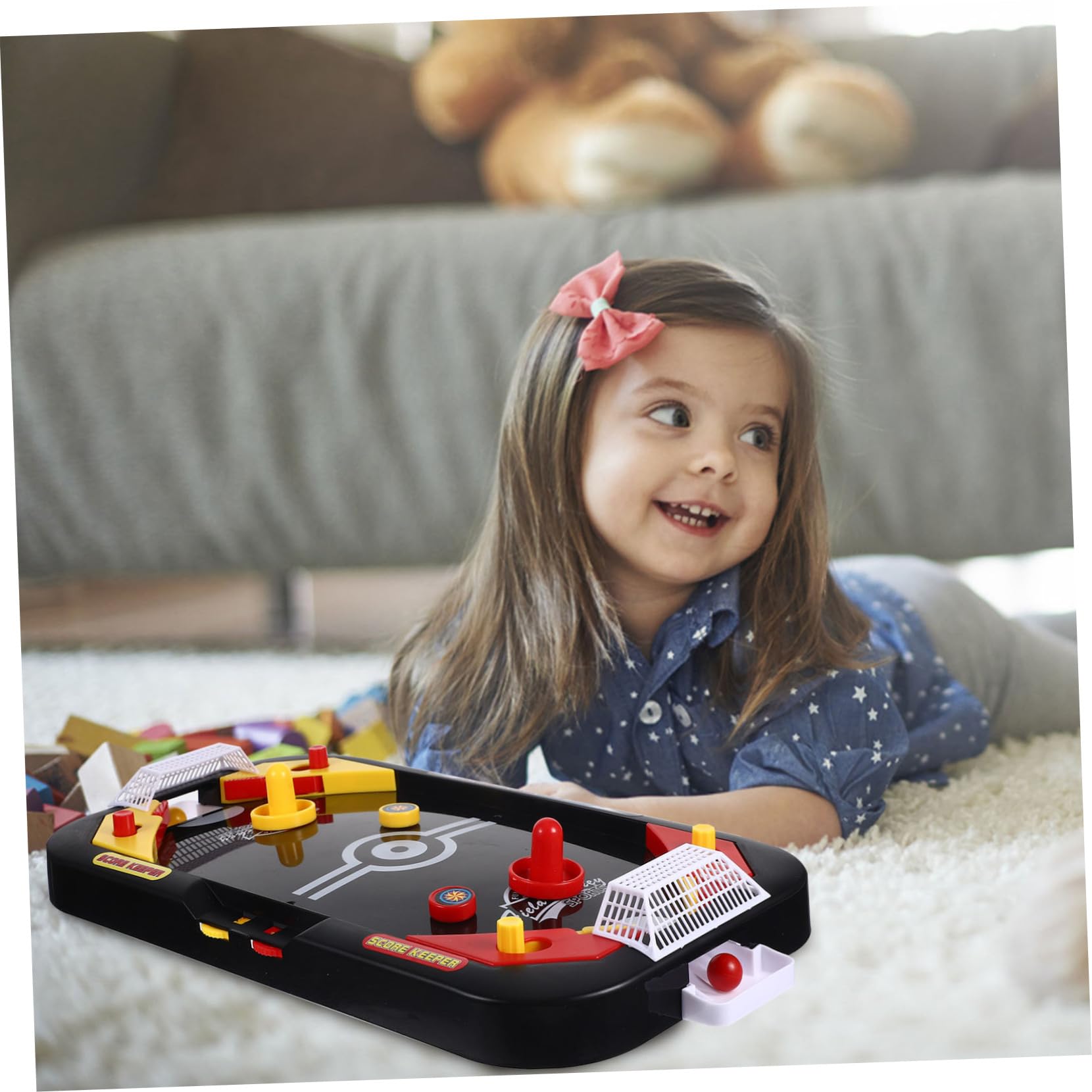 BESPORTBLE Mini Jeu De Hockey Sur Glace – Table Portable 41,5 X 21,5 Cm – 2 Joueurs – Divertissement Intérieur Pour Enfants