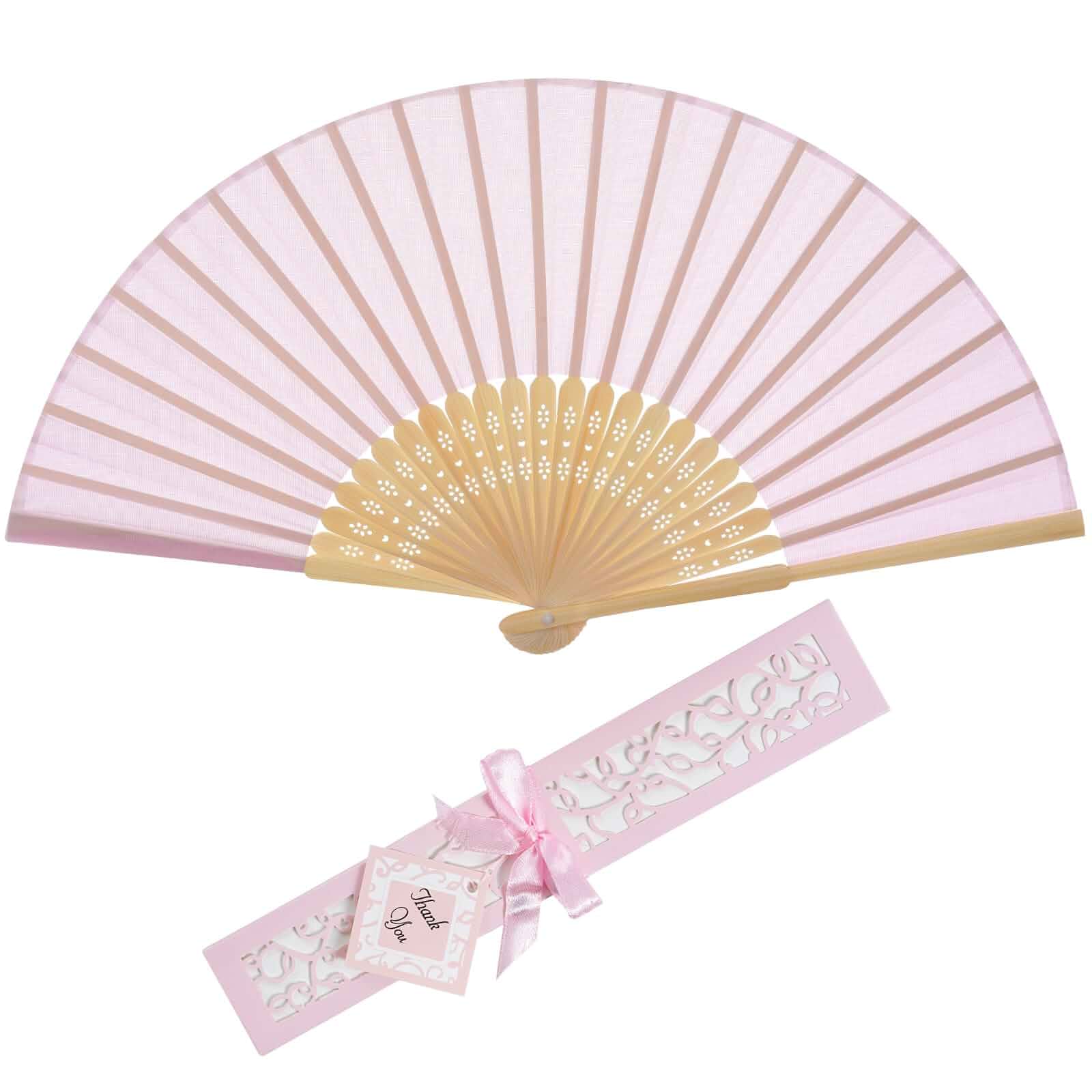 choyaxo 6Inch Folding Hand Fan Handheld Fans with Gift Box for Wedding Decoration Dancing Party (1, Pink) hand_powered