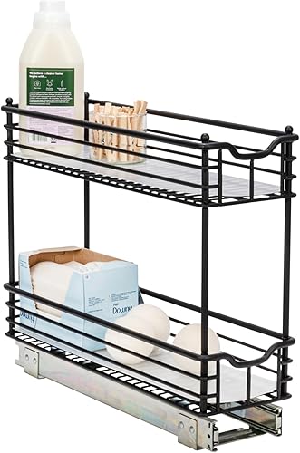 Household Essentials Glidez - Organizador multiusos de acero con acabado de pintura y forros de plástico para uso debajo del gabinete, diseño de 2