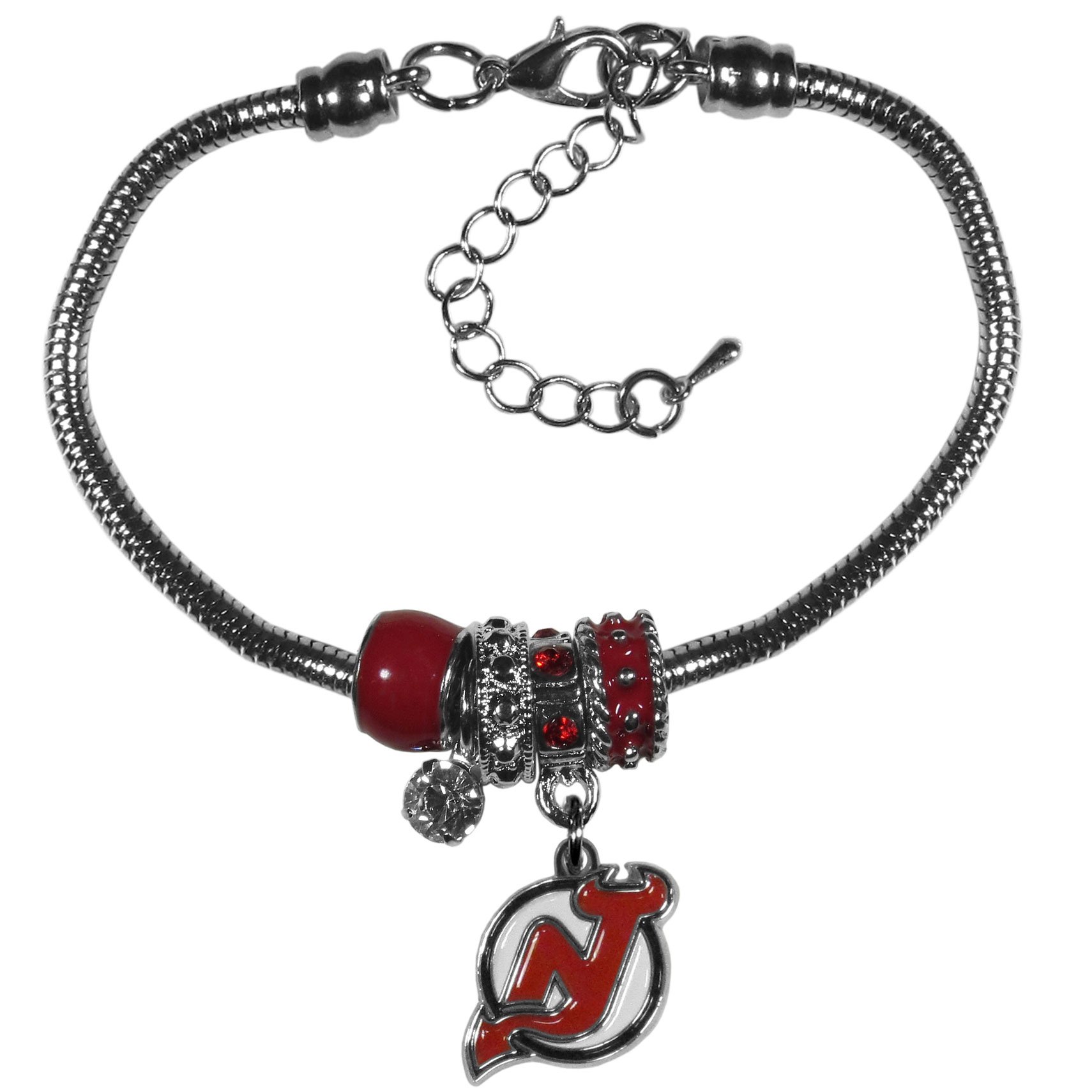 NHL Siskiyou Sports Womens New Jersey Devils Euro Bead Bracelet One Size Team Color