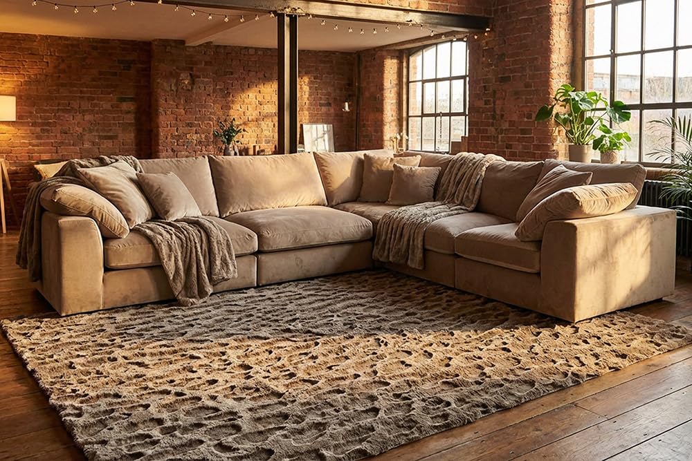 Riess Ambiente 3D Hochflor Teppich Dune 230x160cm Taupe - Baumwollmischung