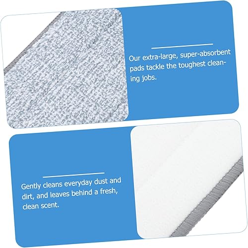 Miniatura 4 de iplusmile Paquete de 2 paños de fregona de tela, almohadillas de limpieza resistentes para el hogar, diseño plano para limpieza rápida