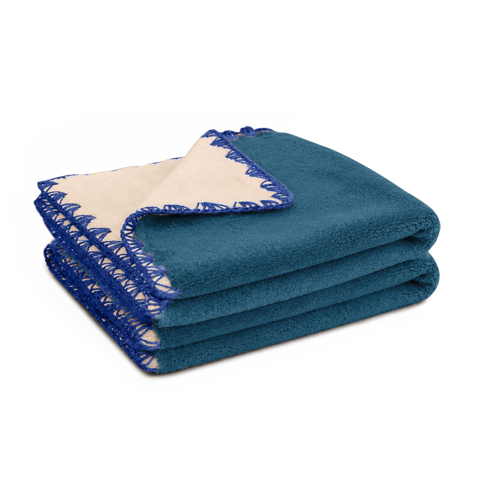 HOUSSE Bloom Microfiber Hand Towel 2-in-1 Reversible Solid Design for Men & Women, 60x40 cm, 460 GSM, Soft, Quick Dry, Absorbent, Coastal Blue, Pack of 2-image-16