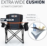 OVERMONT Oversized Camping Chair for Adults with Cooler Bag & Side Pocket,-Heavy Duty Folding Chair Support 227kg for Heavy People, Comfy for Garden Festivals Beach Outdoor Fishing– Foldable & Durable - 5