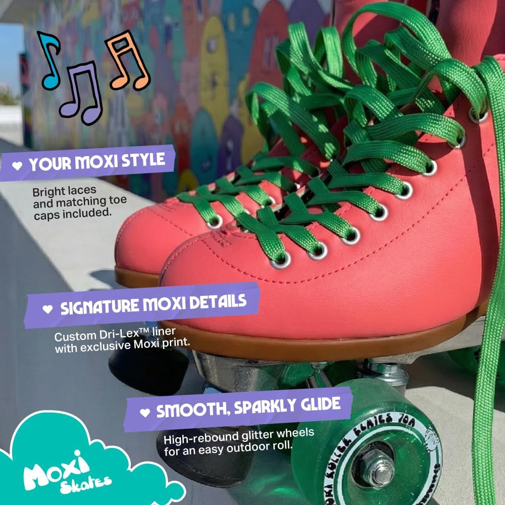 Moxi Beach Bunny Roller Skates for Women - Colorful, Precision-Fit Skate with High-Rebound Wheels, Moisture-Wicking Lining & Padding, Roller Skates