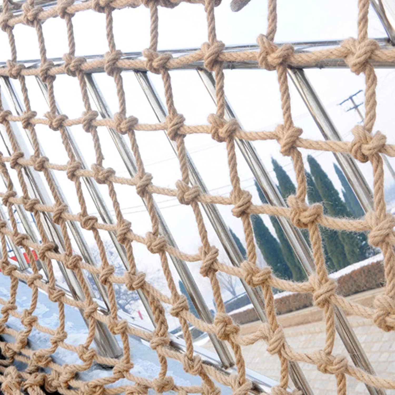 Kids Climbing Net for Playgrounds - Durable Hemp Rope Net, 1x1m (3x3ft) for Indoor Decor, Jute Decoration for Restaurants & Bars - Safe Fun for Children!