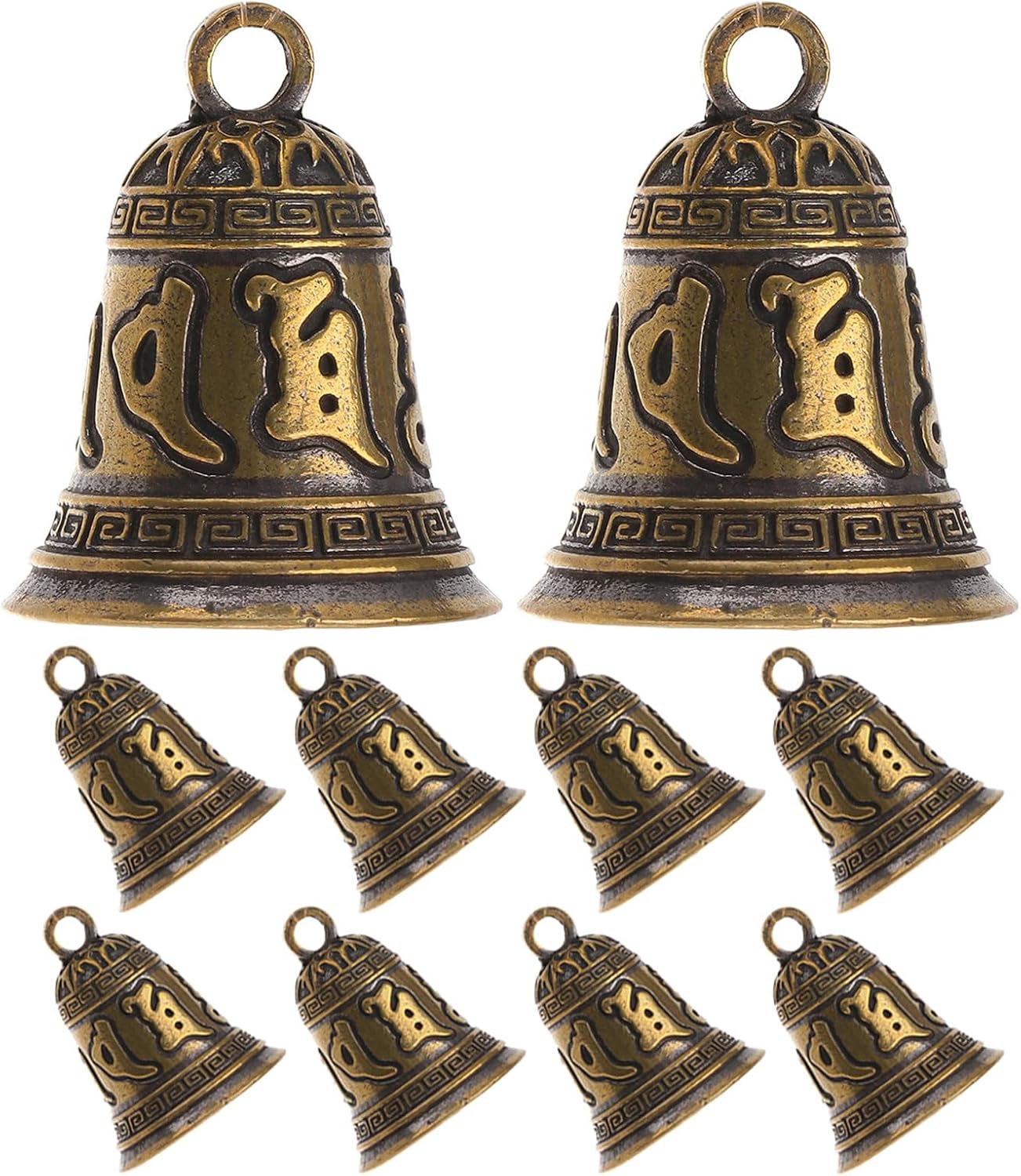 jojofuny 10pcs Vintage Craft Bells for DIY - Rustic Jingle Bells with Antique Finish for Wind Chimes, Dream Catchers, and Holiday Crafts