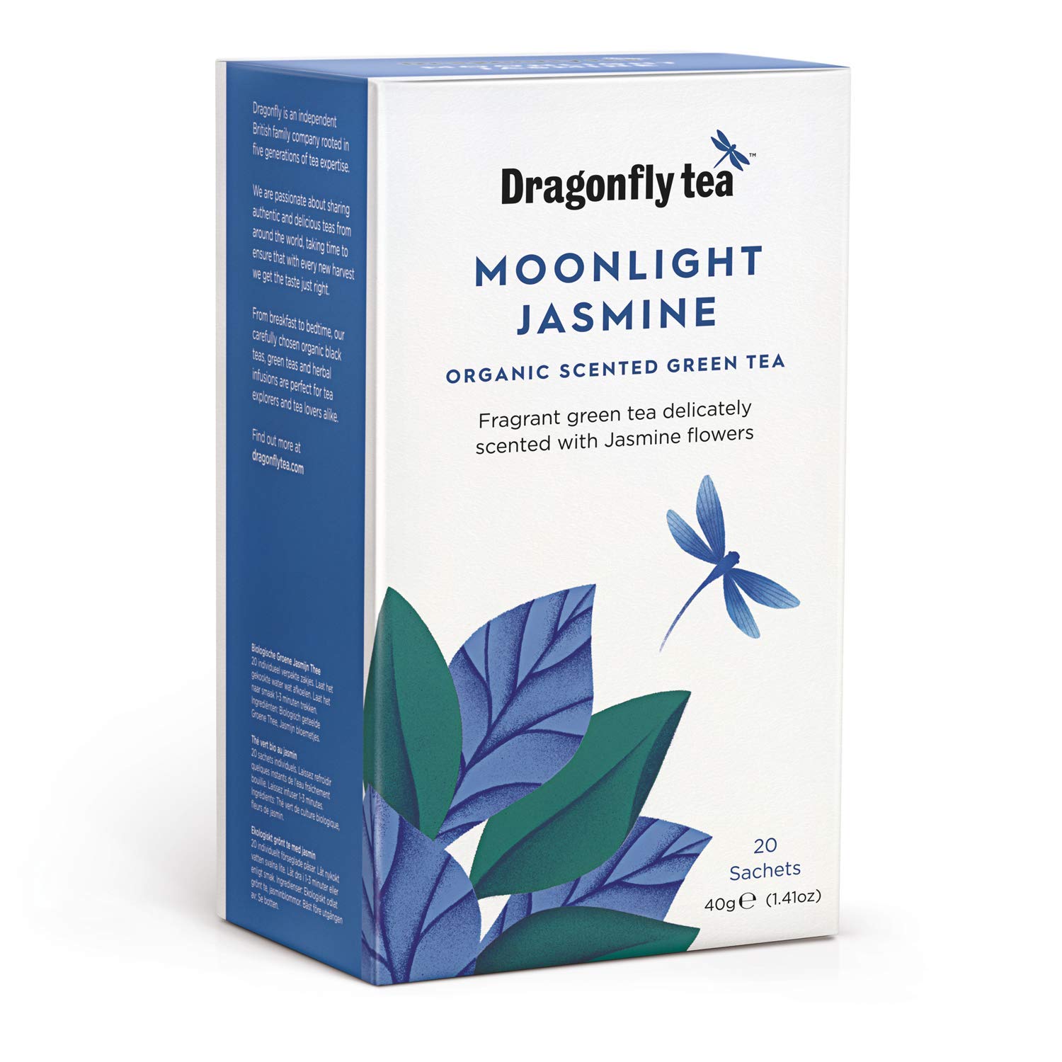 Dragonfly Tea Organic Moonlight Jasmine Green 20 Teabags (Pack of 4, Total 80 Teabags)