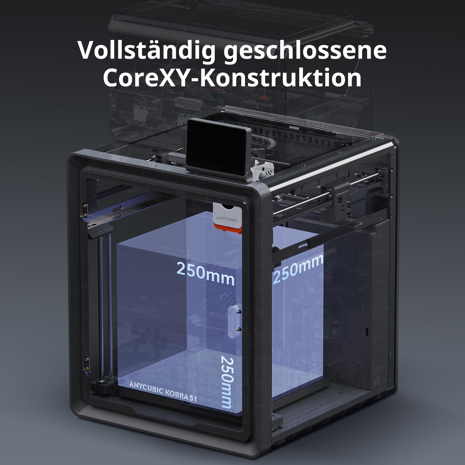 Anycubic Kobra S1 Combo 3D-Drucker Mehrfarbig, 600mm/s Hochgeschwindigkeitsdruck, Trocknen beim Drucken, Vollständig Geschlossene CoreXY-Struktur, Druckgröße 250 x 250 x 250 mm