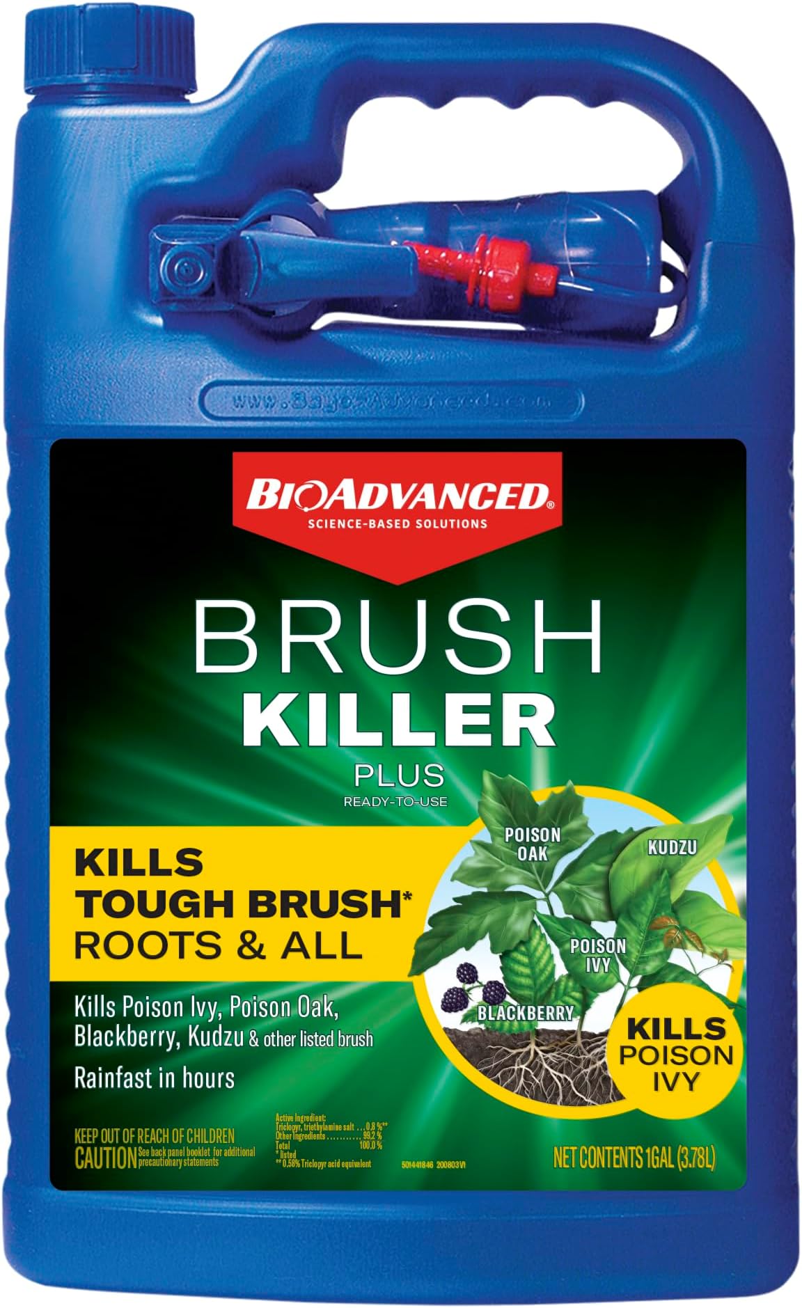 BioAdvanced Brush Killer Plus, Weed Killer Spray, Ready-to-Use, 1 Gallon, Kills Tough Brush Roots & Poison Ivy