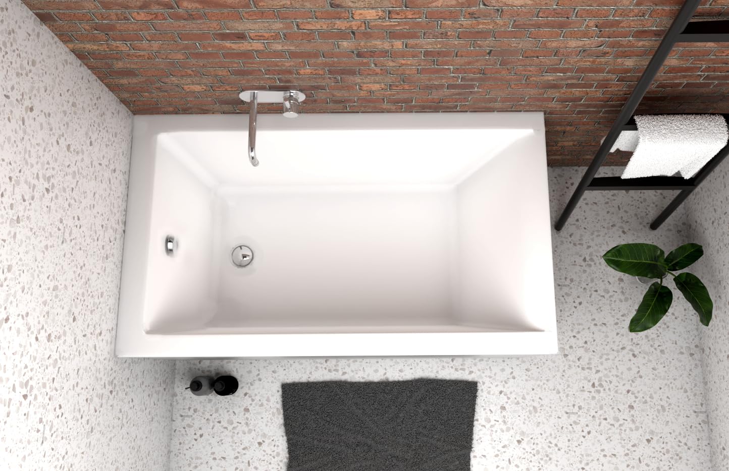 ECOLAM Petite baignoire rectangulaire acrylique Capri Polimat 100x70 cm + siphon automatique pieds et silicone | petite baignoire