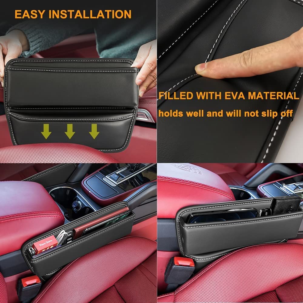 Organisateur Siège Auto - Rangeage Cuir PU Pour Console - Portefeuille, Lunettes, Pièces - Multifonction