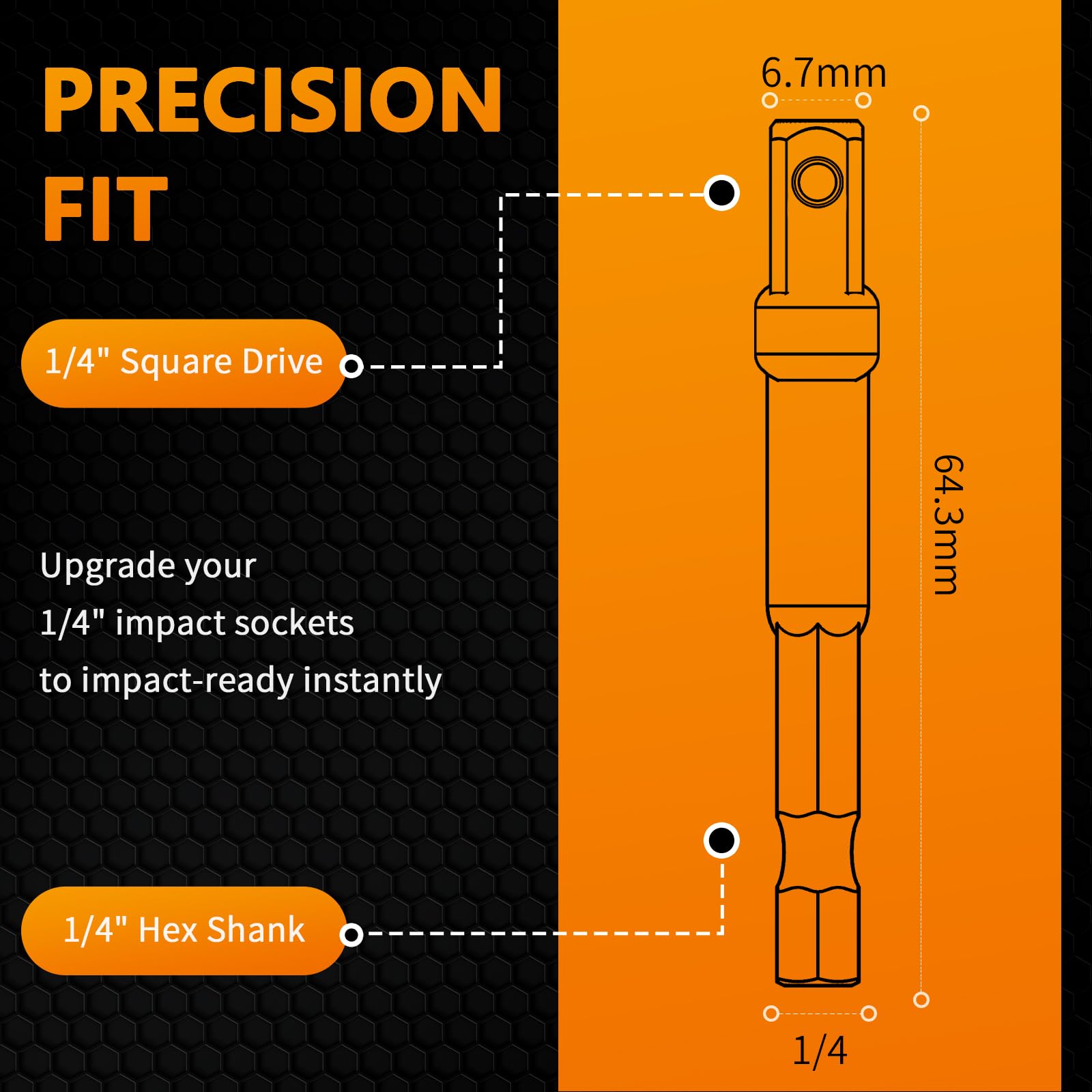 Mellbree 1/4 Impact Socket Adapter Hex to Square for Impact Driver/Drill — Amazon image 7