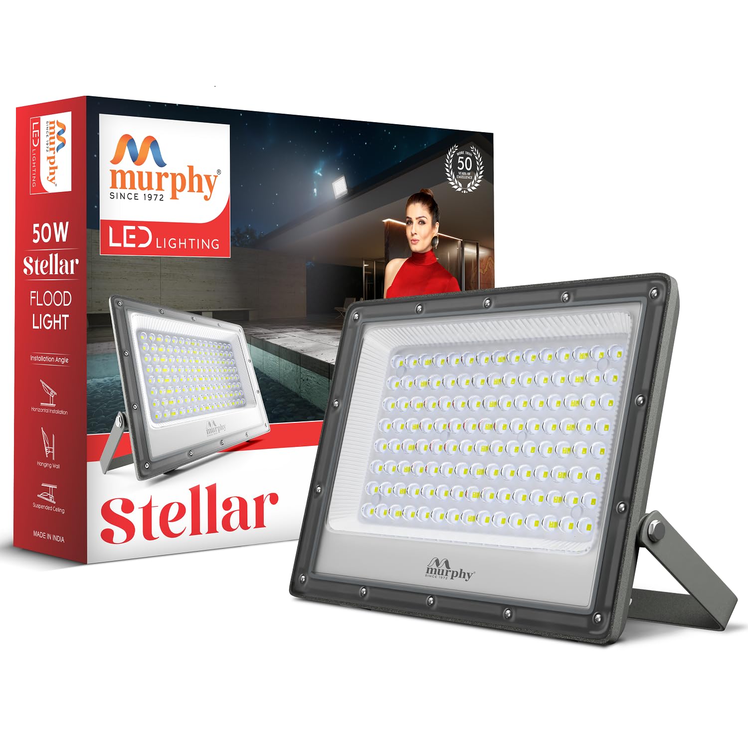 Murphy Steller LED 50W LED Flood Light, IP65 Rated Outdoor Light Pack of 1 (Cool White, BIS Approved)