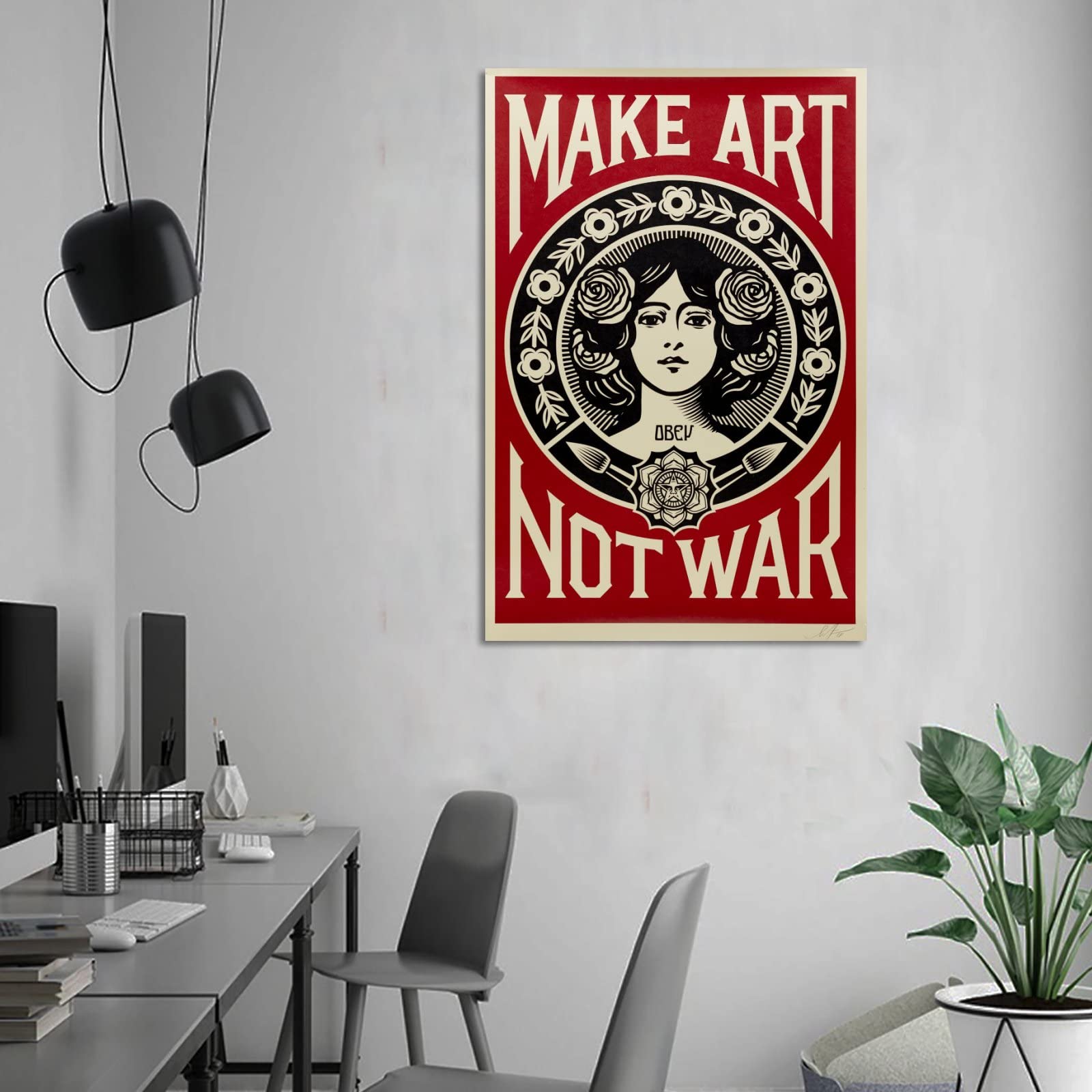 Shepard FAIREY Dit OBEY (1970) - Make Art Not War Poster