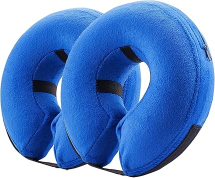 2 Packs Blue Large and X-Large Protective Inflatable Collar for Dogs and Cats - Soft Recovery Pet Cone, E-Collar Does not Impede