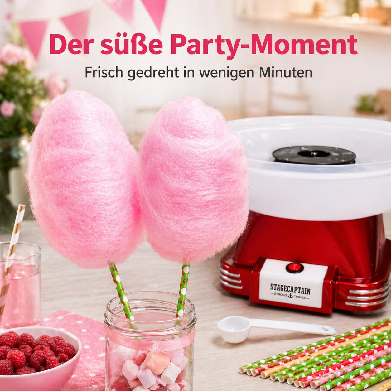 Stagecaptain CFM-500 MKII Zuckerwattemaschine 500 Watt für Zucker und Hartbonbons abnehmbare Schüssel