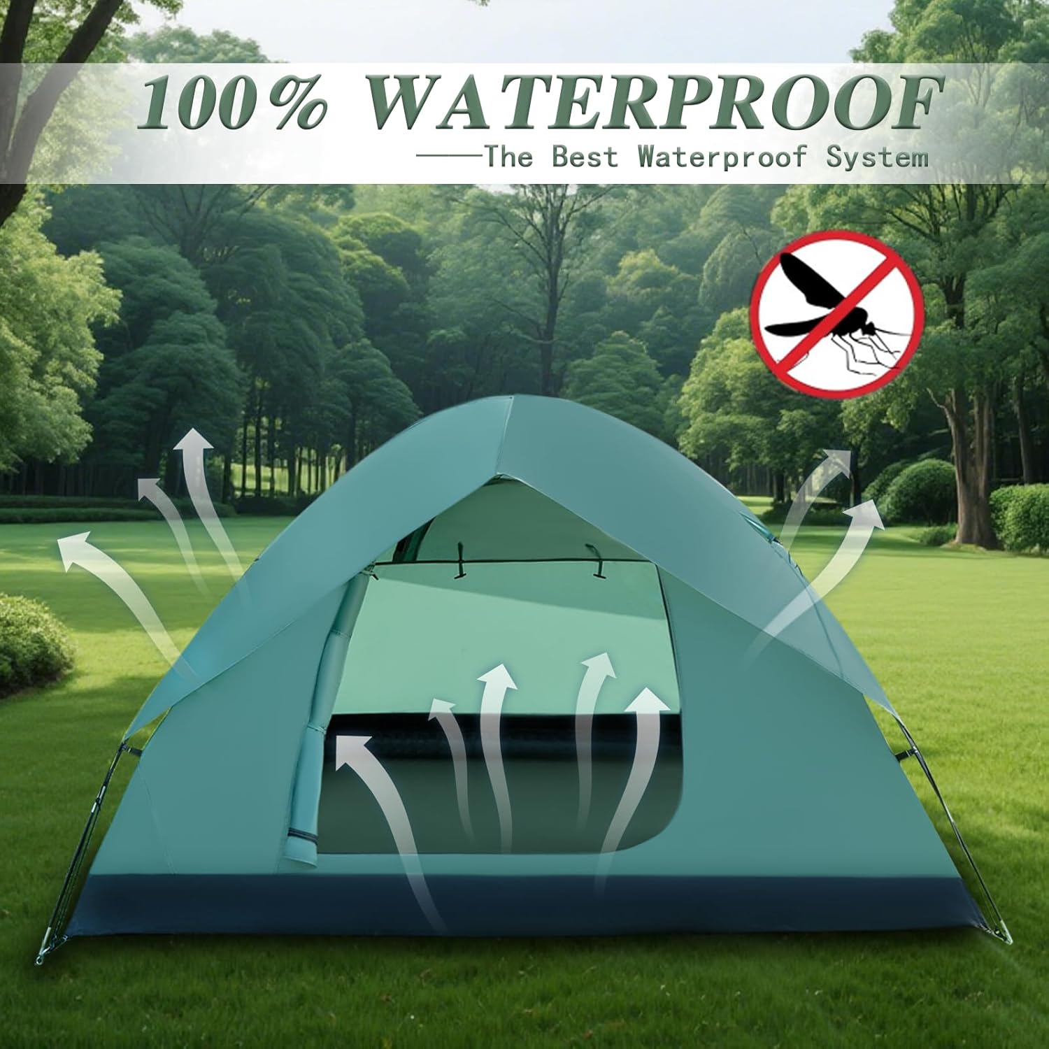 Camping Tent for 2/4/6 Person, Dome Waterproof Double Layer Family Tents, Easy Setup for Hiking Backpacking Picnic
