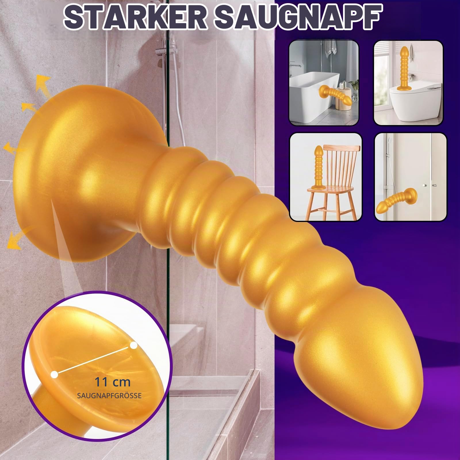 36cm langer weicher Silikondildo, starkes g - weiches dilsack-dildo, stabiles pornozeug und starkes sexspielzeug, starkes nickerchen und nickerchenGoldener nickerchen